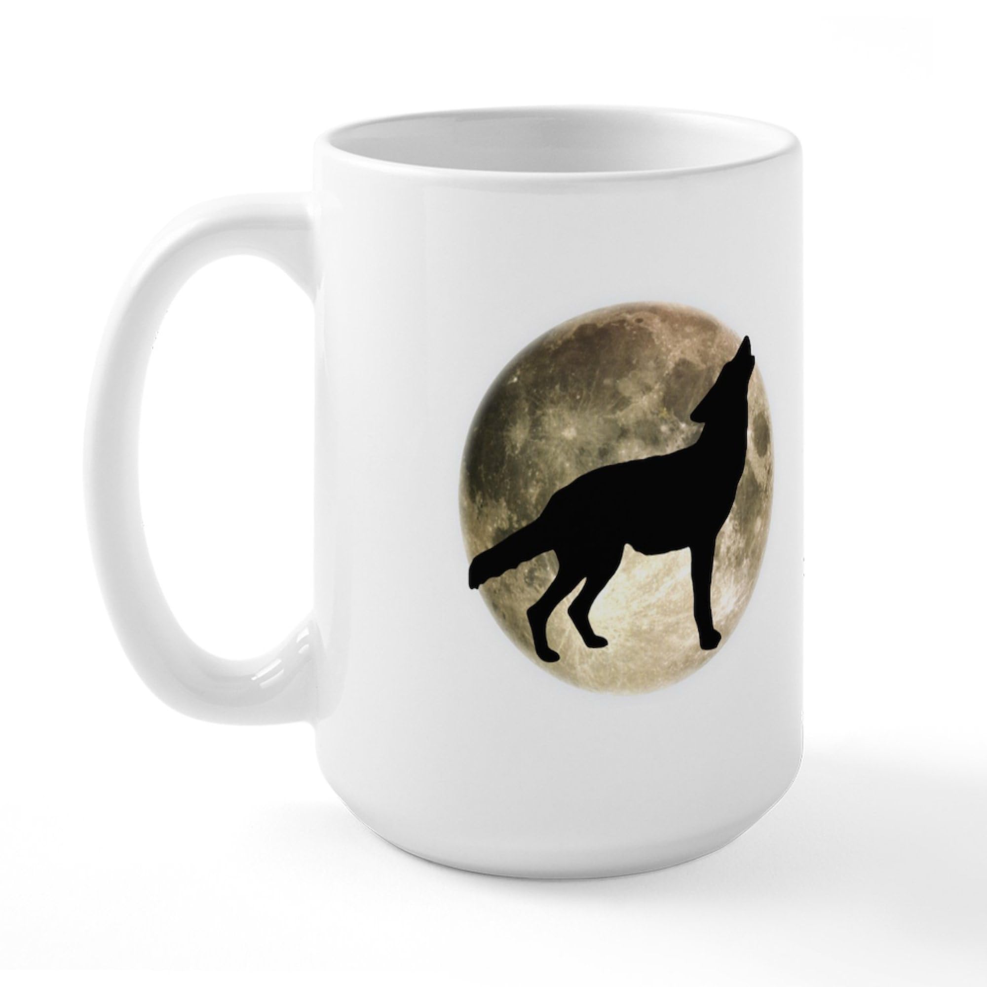 Coyote Howl Moon Large Coffee Mug - 15 oz. White Ceramic Cup for Hot Drinks - Perfect for Home, Office & Camping Gifts