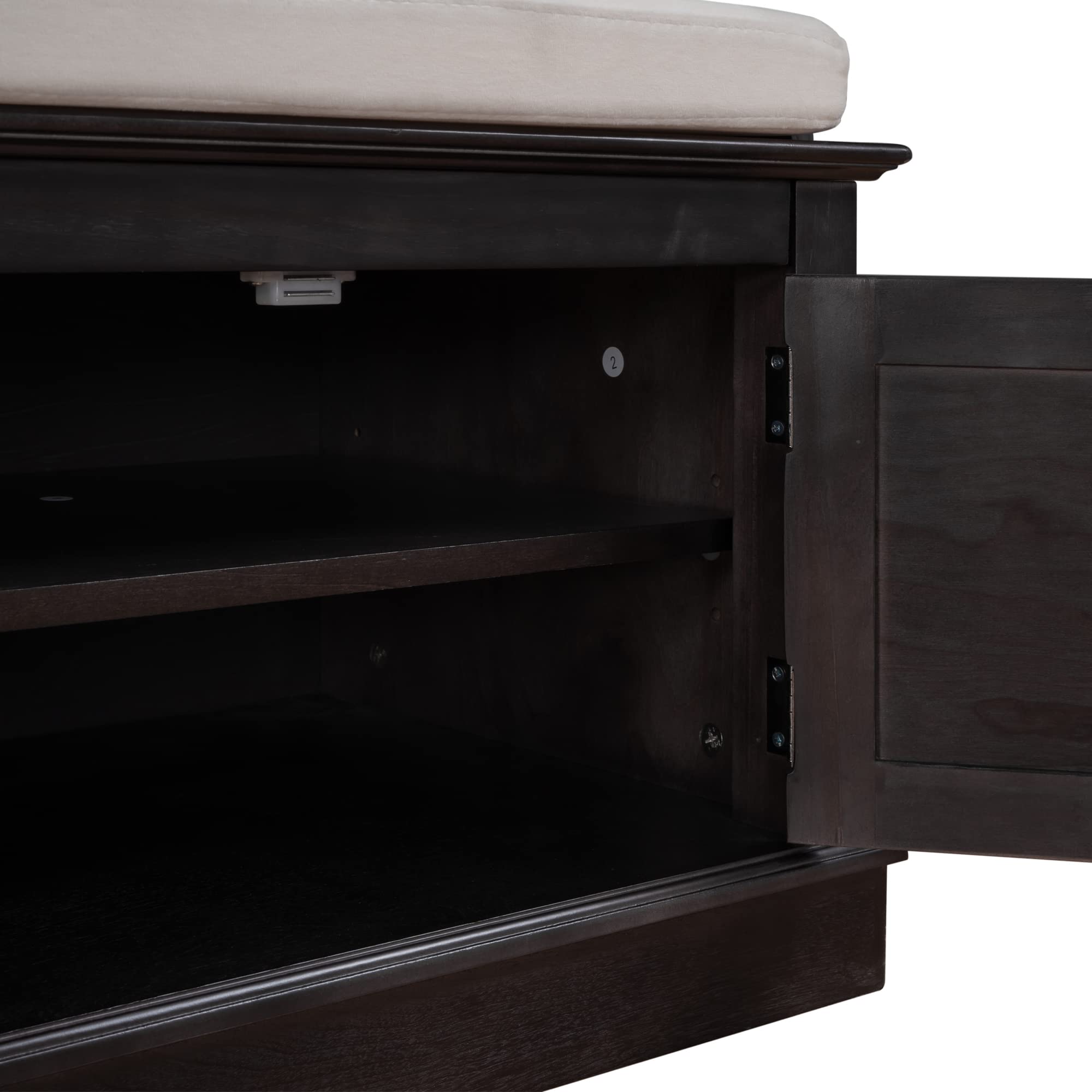 Harper & Bright Designs Storage Bench with Removable Cushion, 4 Doors & Adjustable Shelves - Entryway Shoe Bench for Living Room, Hallway, Bedroom - Espresso Finish for Home Organization & Decor
