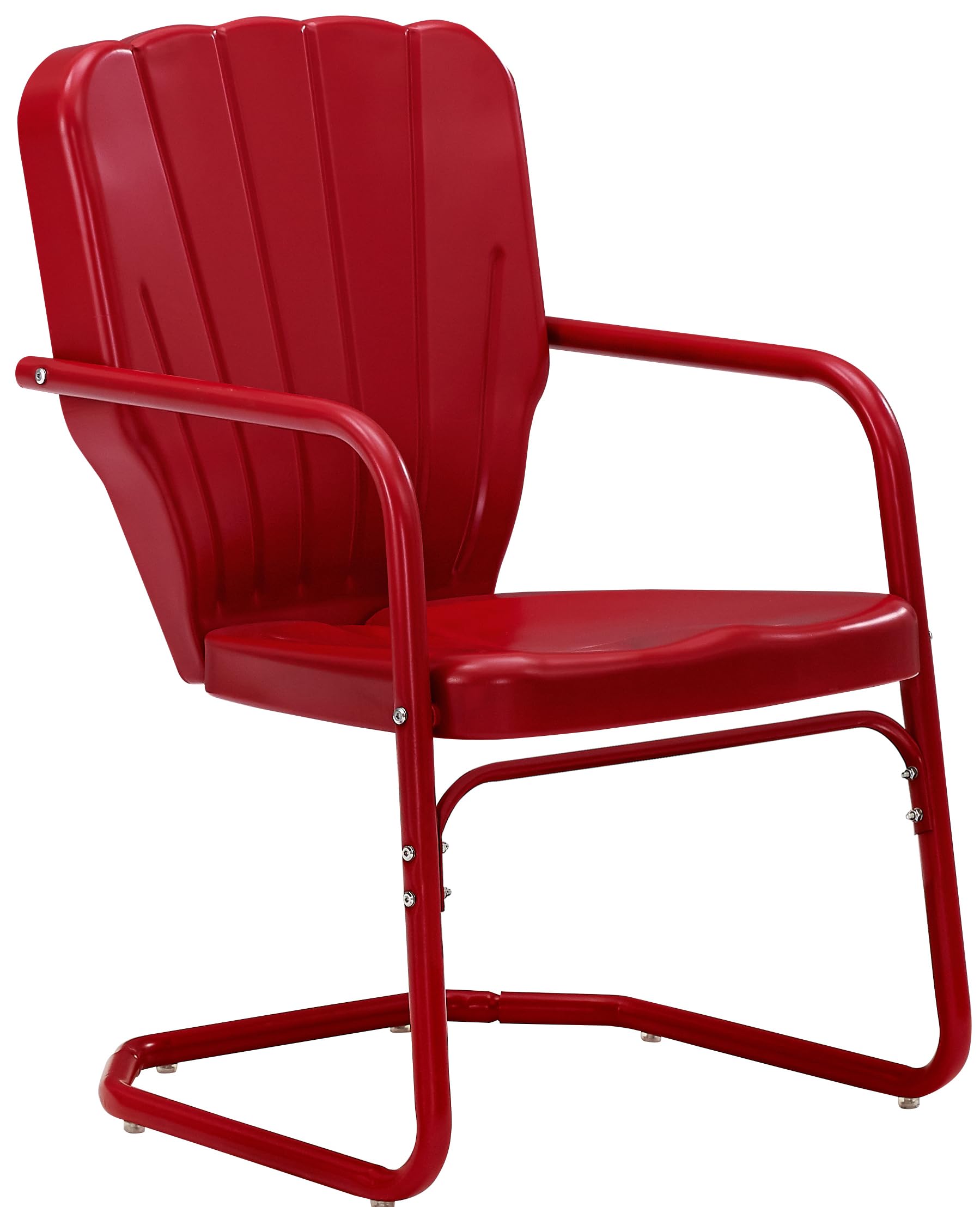 Vintage Red Crosley Ridgeland 2-Piece Metal Outdoor Chair Set - Retro Patio Dining Chairs for Porch, Deck & Garden - Perfect for Backyard BBQs, Poolside Lounging & Outdoor Entertaining
