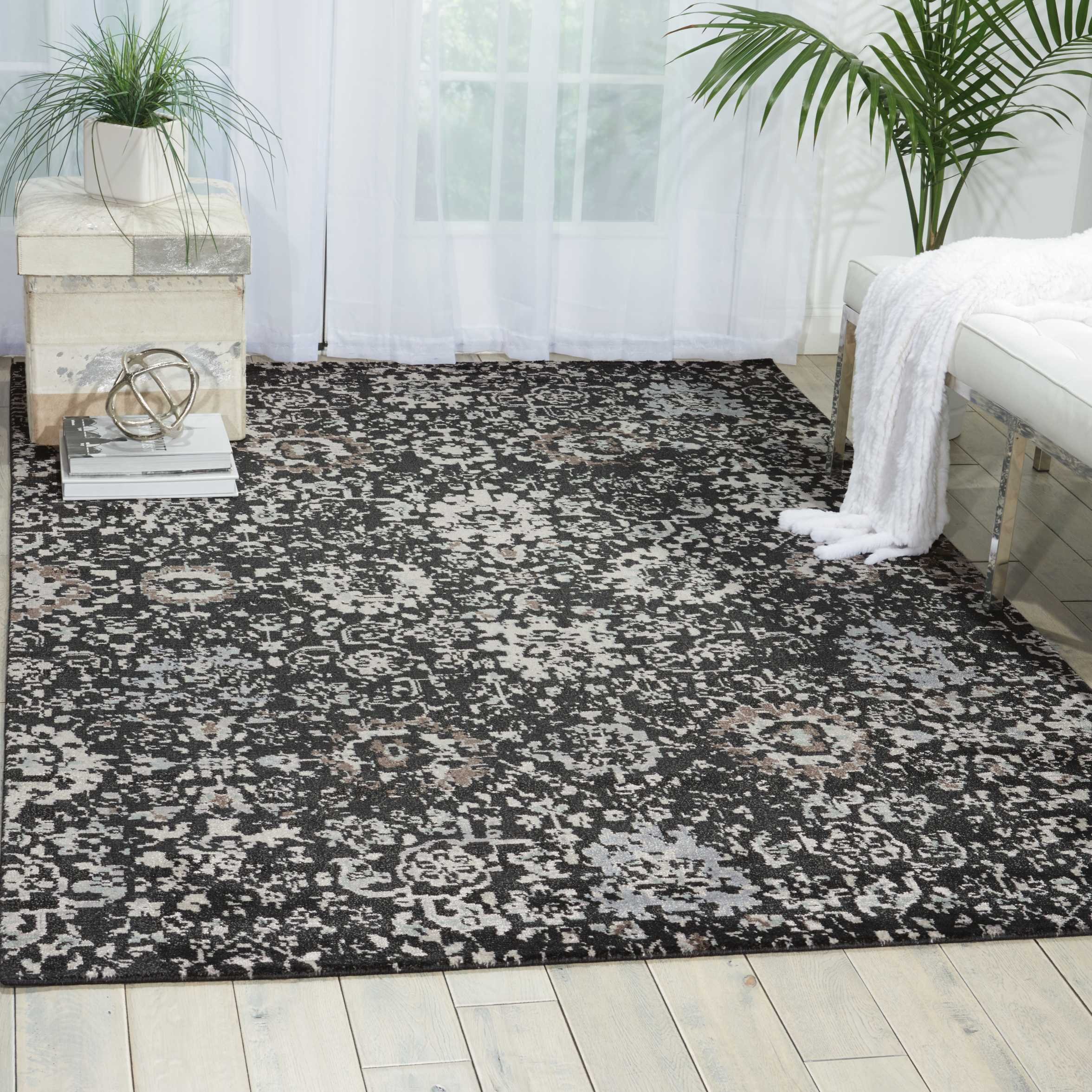 Nourison Twilight Floral Onyx 8x10 Area Rug - Easy to Clean, Non-Shedding, Soft & Durable - Perfect for Bedroom, Living Room, Dining Room & Kitchen Decor