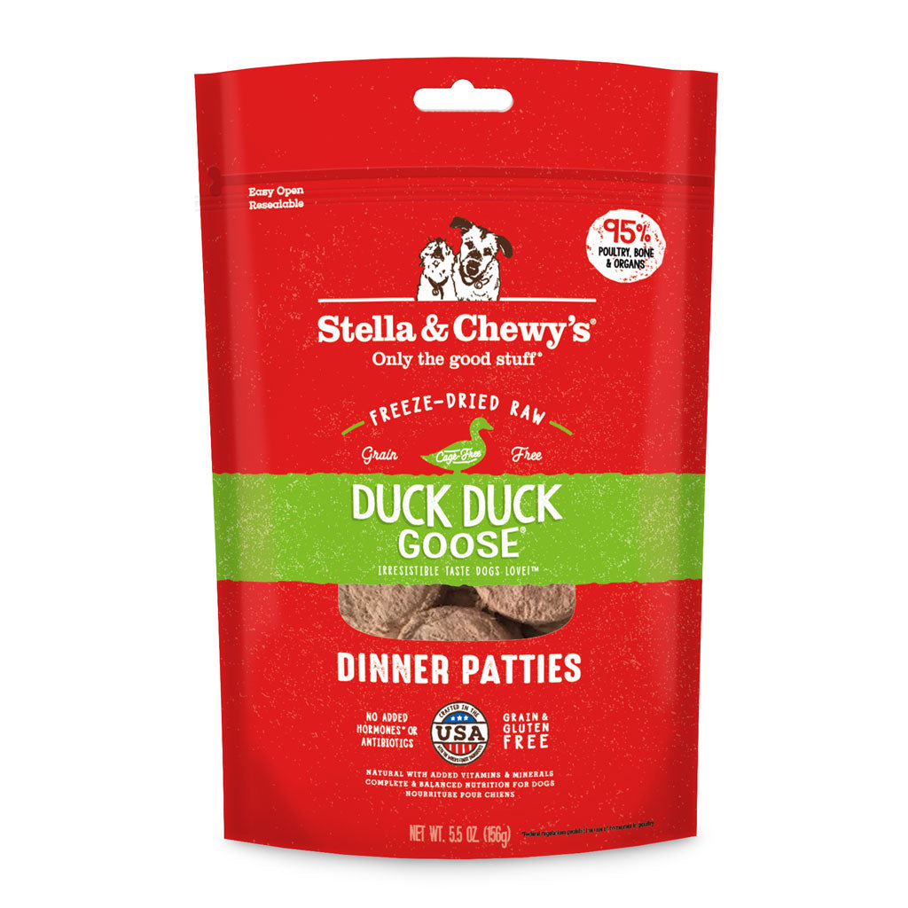 Stella & Chewy's Freeze-Dried Raw Dog Food - Duck, Duck, Goose Recipe | Grain-Free, High-Protein Meal for All Life Stages | Perfect for Training Treats, Meal Toppers & Travel Feeding