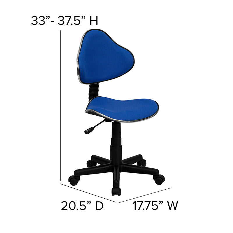 Whitney Blue Fabric Swivel Ergonomic Office Chair - Adjustable Height Task Chair with Lumbar Support for Home Office, Gaming & Workspace Comfort