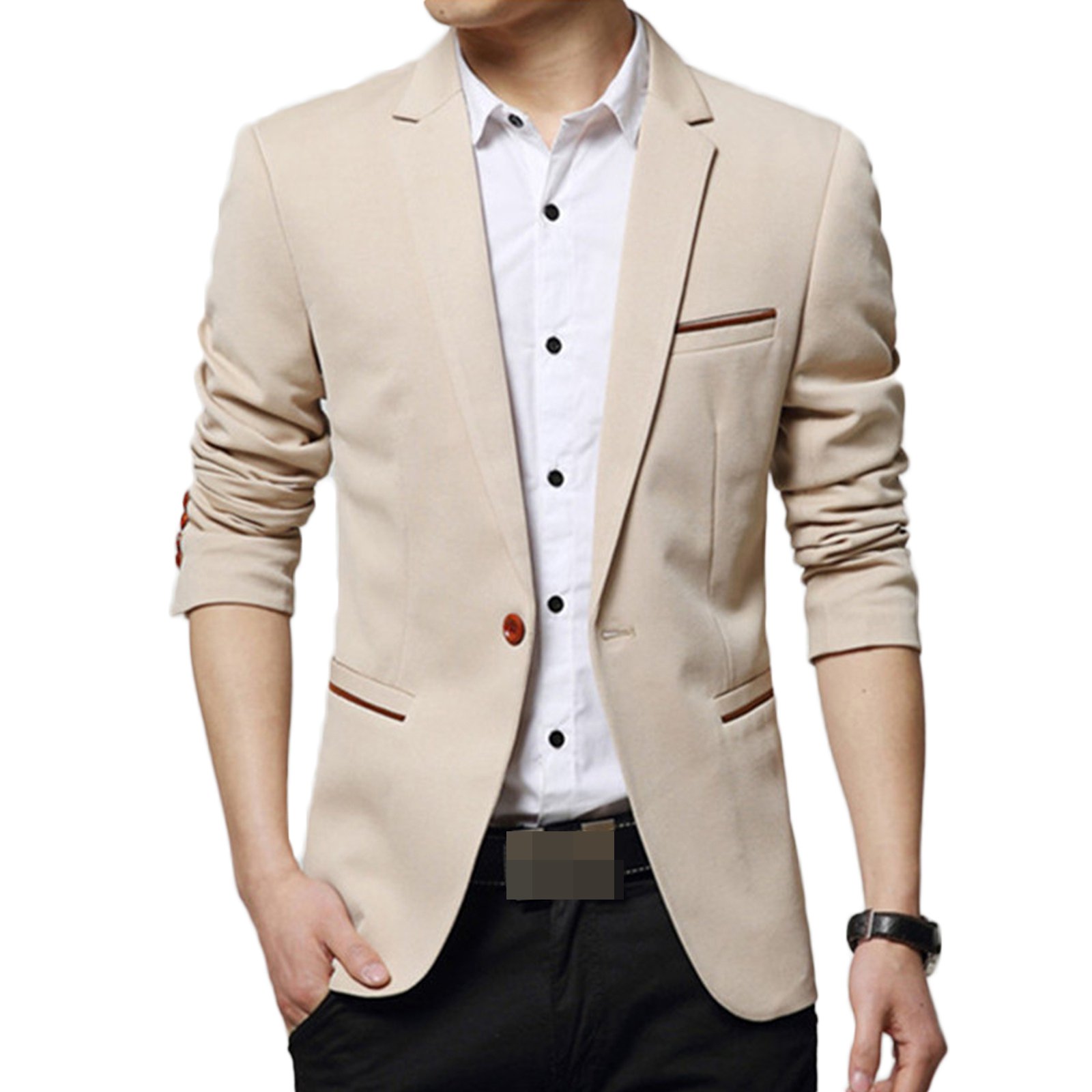LEOCLOTHO Men's Slim Fit Business Blazer Jacket - Lightweight Single Button Casual Suit Jacket for Office, Wedding & Formal Events