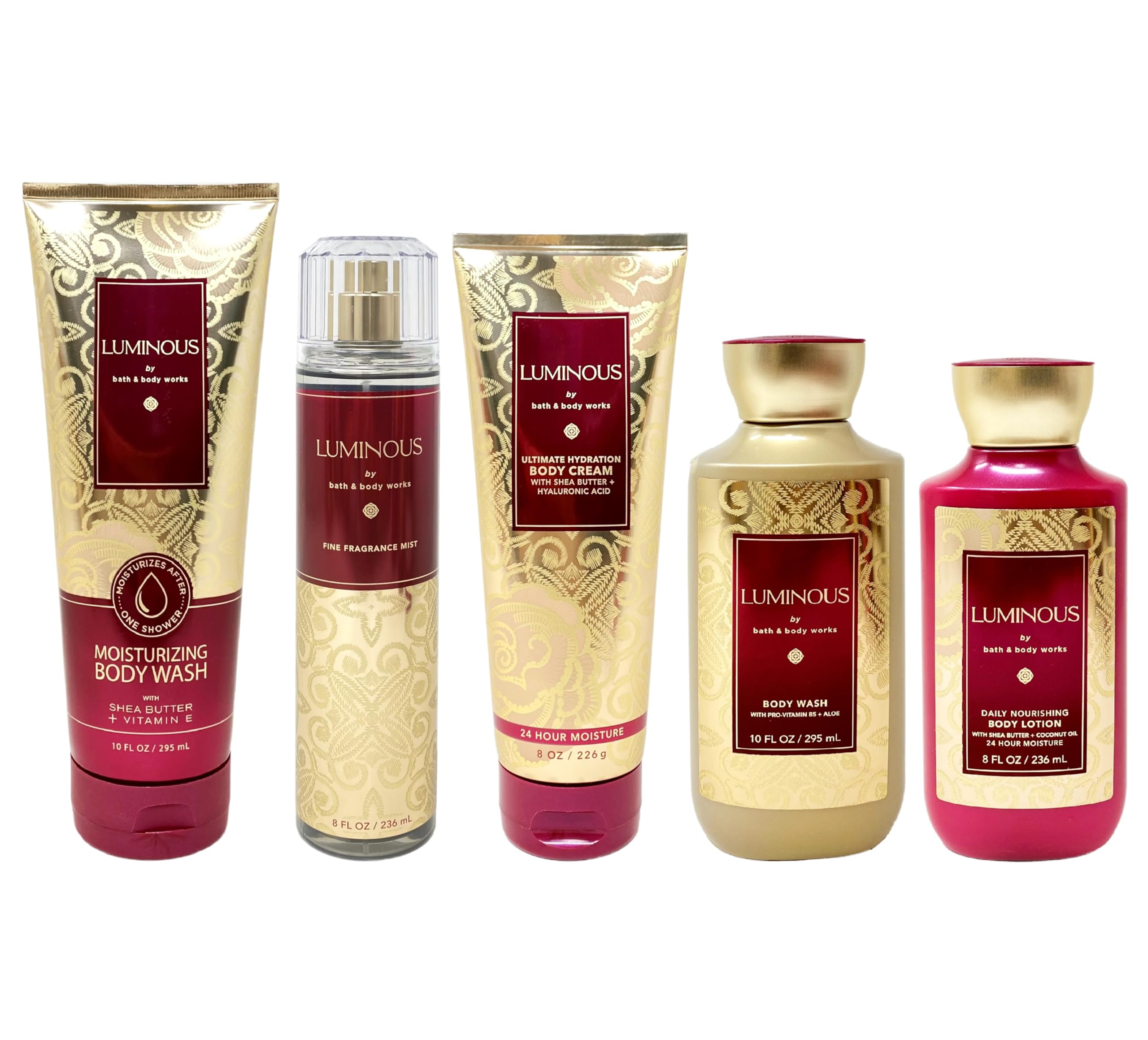 LUMINOUS 5-Piece Bath & Body Essentials Gift Set - Moisturizing Body Wash, Fragrance Mist, Body Cream & Lotion - Full Size Luxury Skincare Set for Women - Perfect for Gifts, Self-Care & Spa Nights