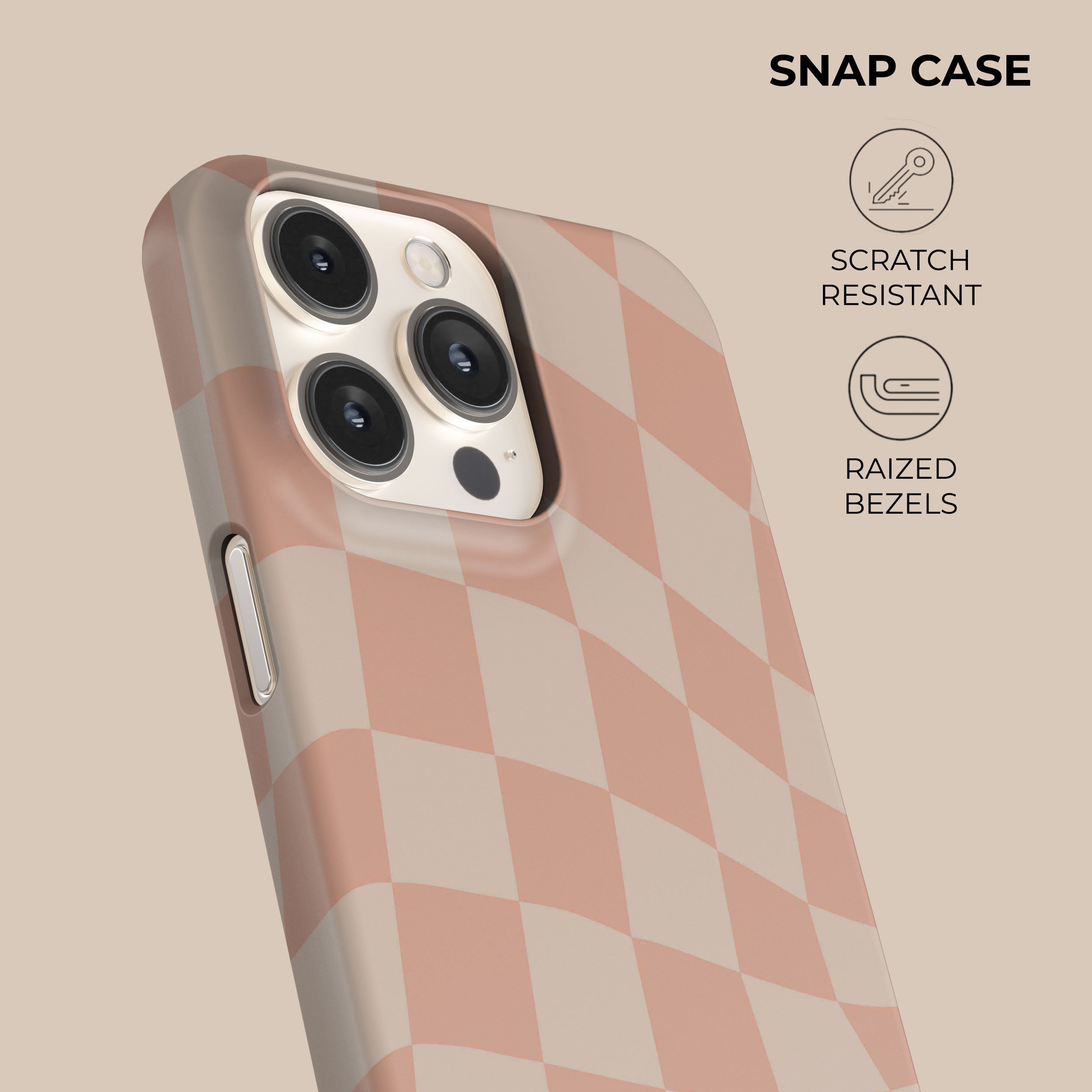 Neutral Wave Checkered Phone Case - Trendy Protective Cover for iPhone & Samsung - Perfect for Everyday Use, Travel & Fashion Accessories