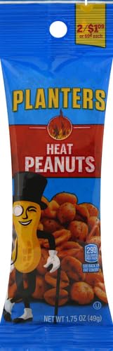 Planters Peanuts Heat Tube - 1.75oz Crunchy Salted Peanuts Snack for Office, Parties & Road Trips - Perfect for Sharing & On-the-Go Nutrition