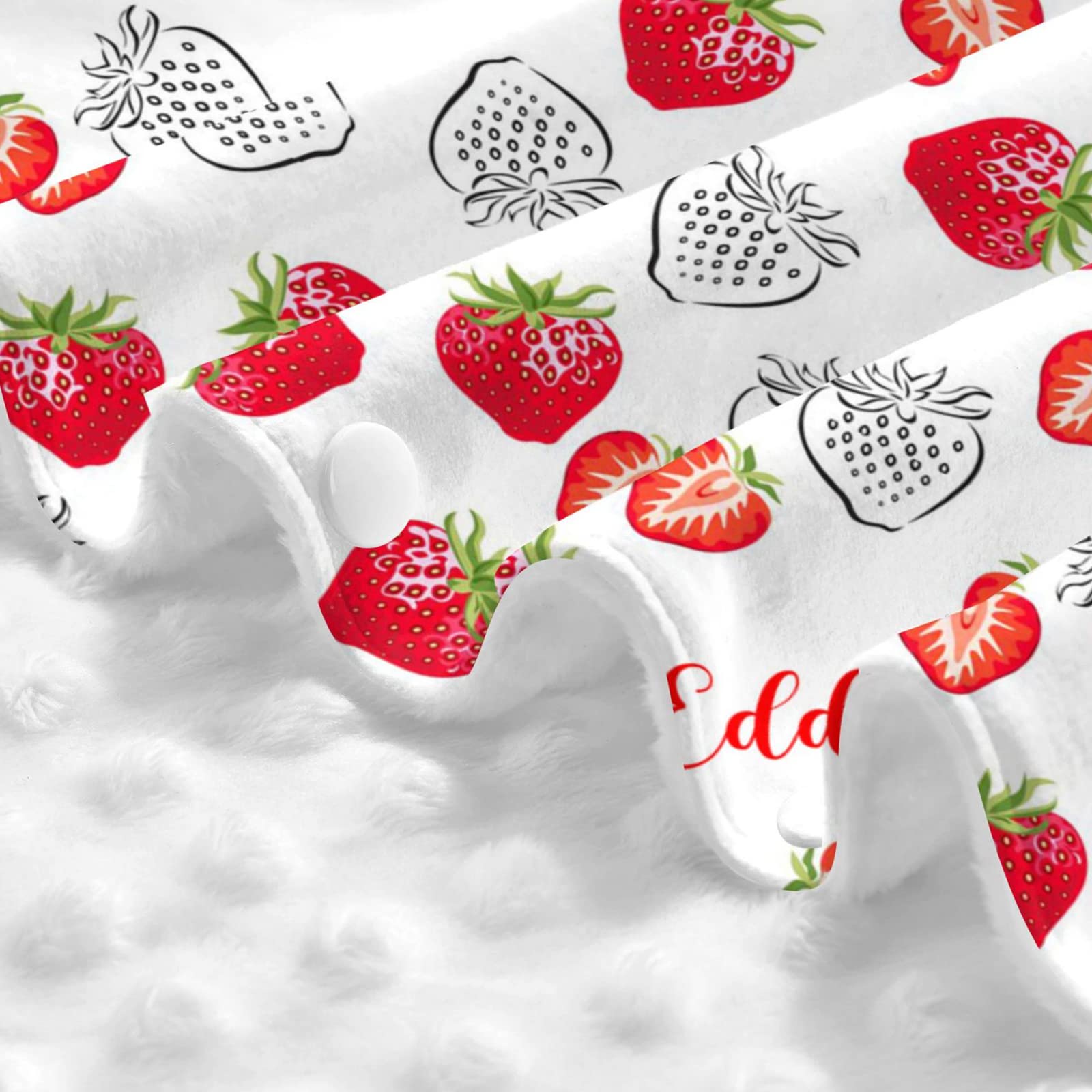Personalized Strawberries Red Glitz Sparkle Baby Car Seat Canopy - Custom Name Embroidered Minky Nursing Stroller Cover & Multi-Use Blanket for Girls (27.5