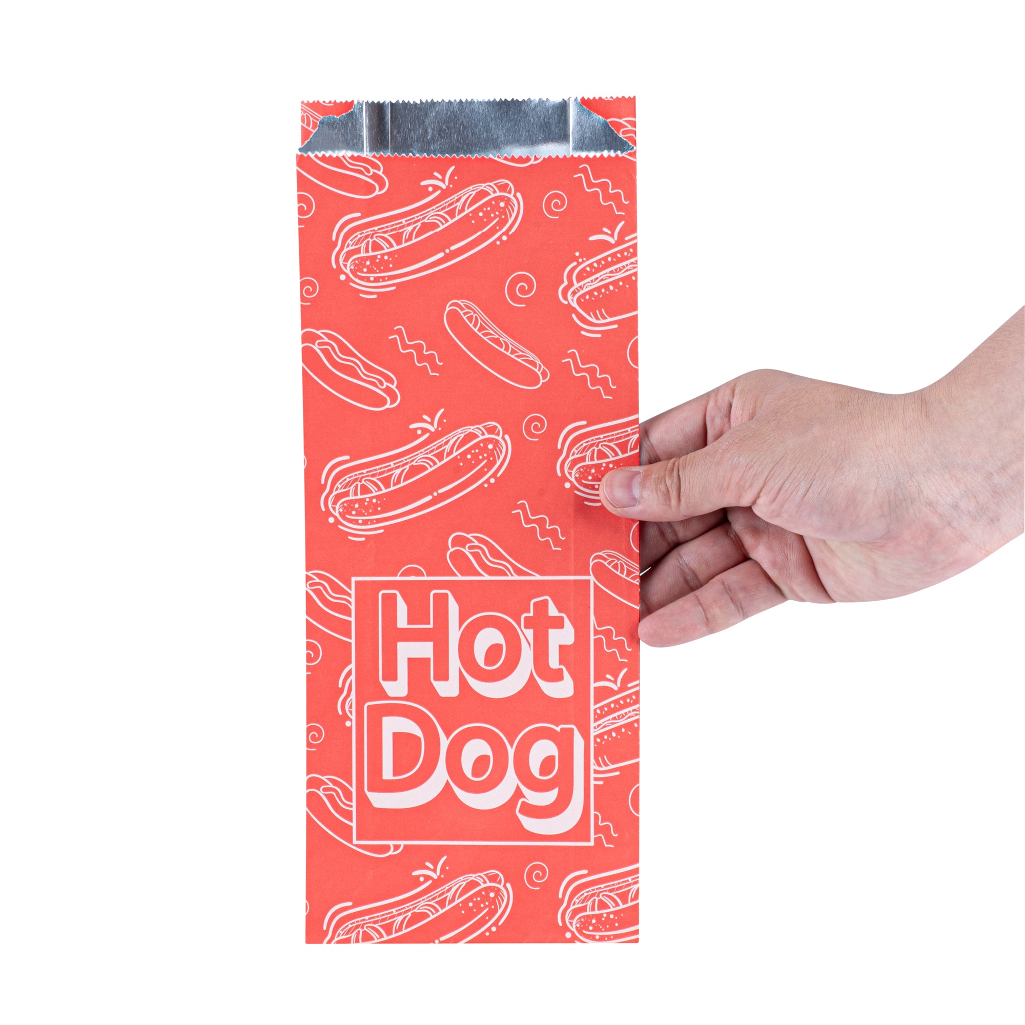 Premium Red Printed Hot Dog Foil Bags - 4.5