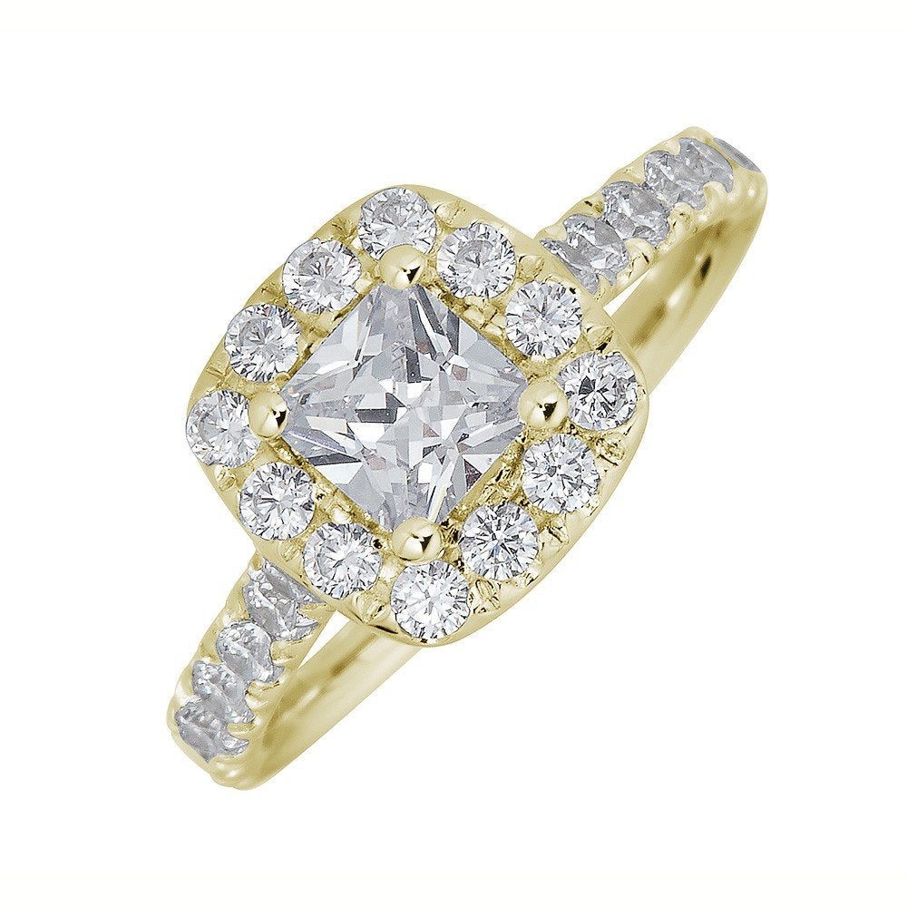 18KT Gold 1.75 CTW Diamond Cushion Halo Engagement Ring for Women - Perfect for Proposals, Anniversaries & Special Occasions