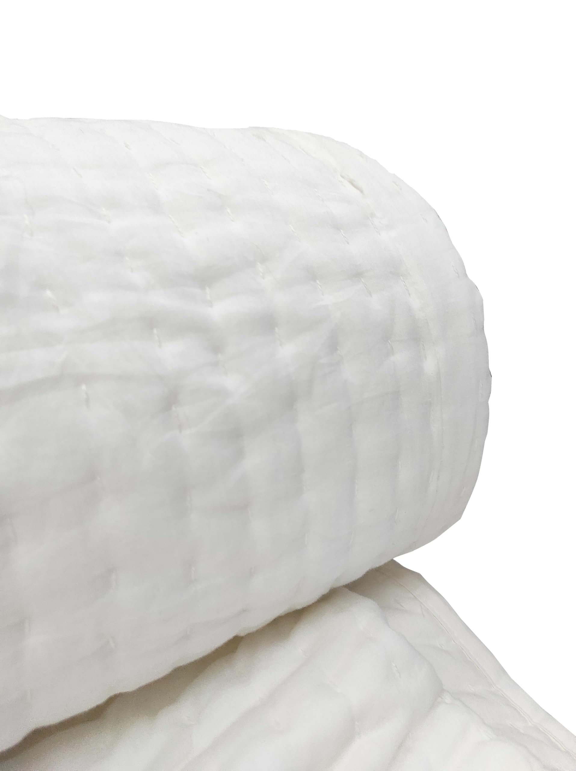 Premium Ultra Soft White Kantha Quilt - 100% Cotton Filling Lightweight Bedspread for King & Queen Size Beds (90x108 Inches) - Perfect for Home Decor, Guest Rooms & Cozy Winter Nights - PQ066