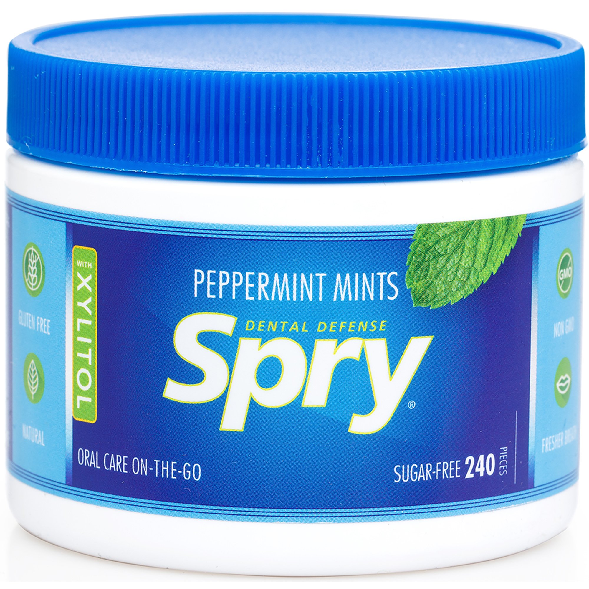 Spry Peppermint Xylitol Mints - Sugar-Free Oral Health Candy for Fresh Breath, Dry Mouth Relief & Saliva Stimulation - 240 Count (Pack of 1) - Perfect for Travel, Office & Post-Meal Freshness