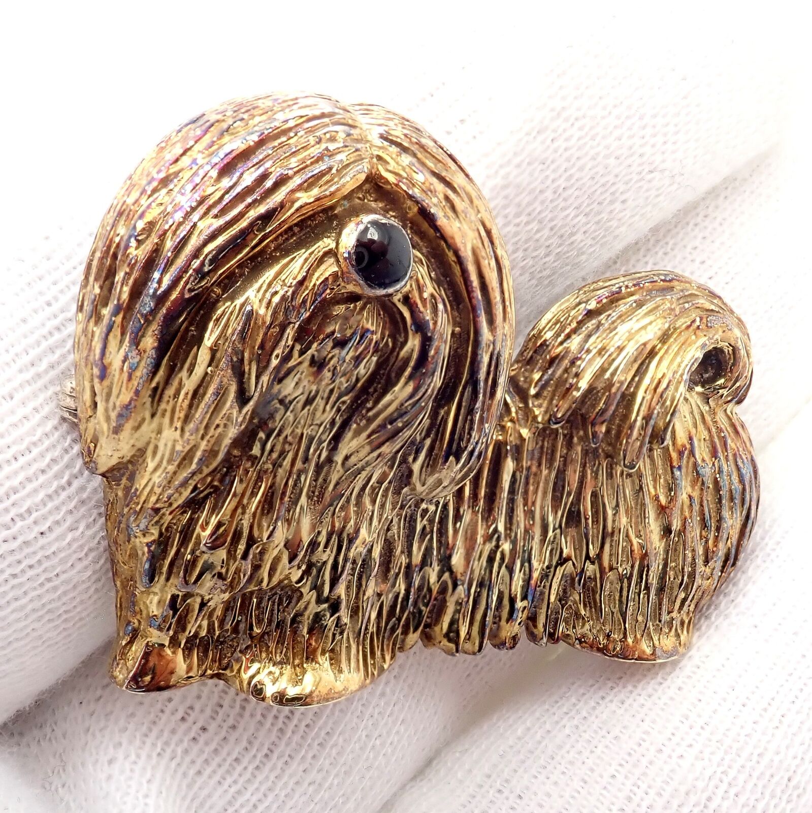 Vintage Tiffany & Co 14k Yellow Gold Enamel Shih Tzu Dog Brooch Pin - 1960s Collectible Jewelry for Women | Perfect for Vintage Fashion, Gift Giving & Special Occasions