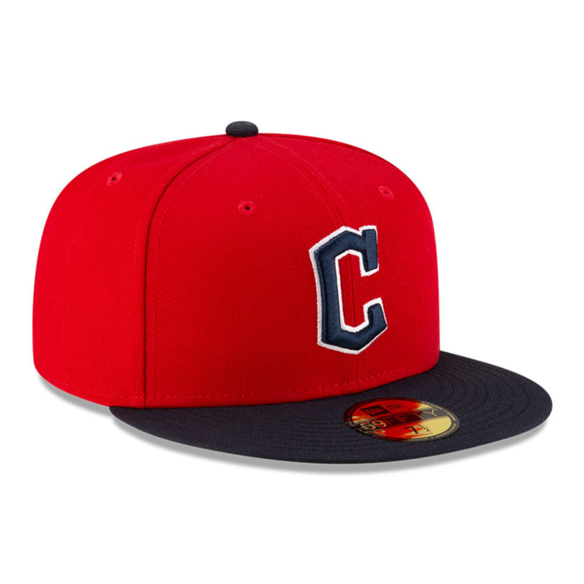 New Era 59Fifty Authentic MLB Cleveland Guardians 2025 Home Fitted Baseball Cap - Red & Navy Blue for Men's Sports Fan Fashion & Game Day Outfits