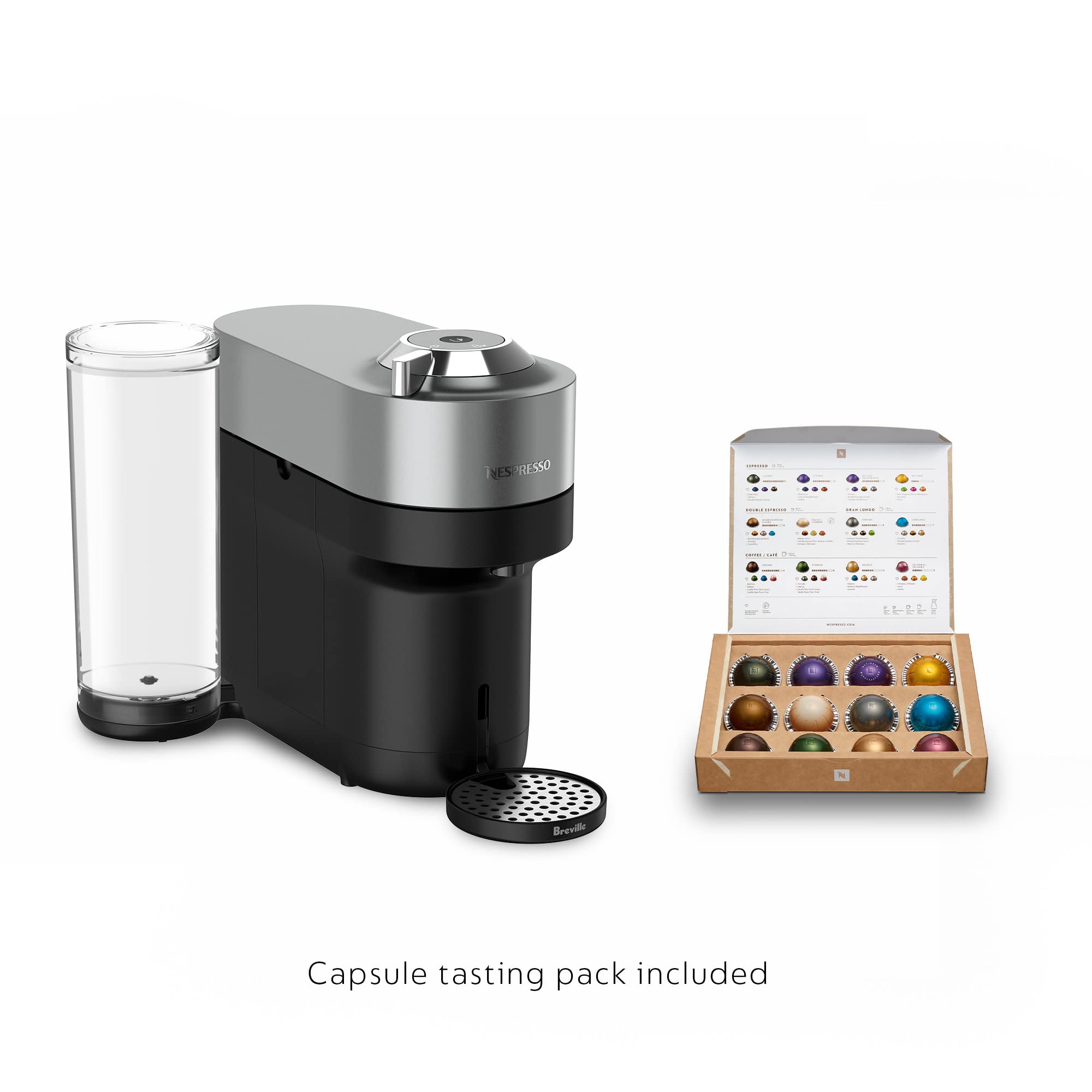 Nespresso Vertuo Pop+ Deluxe Coffee and Espresso Maker by Breville with Milk Frother, Titanium - Premium Single-Serve Coffee Machine for Home & Office Use