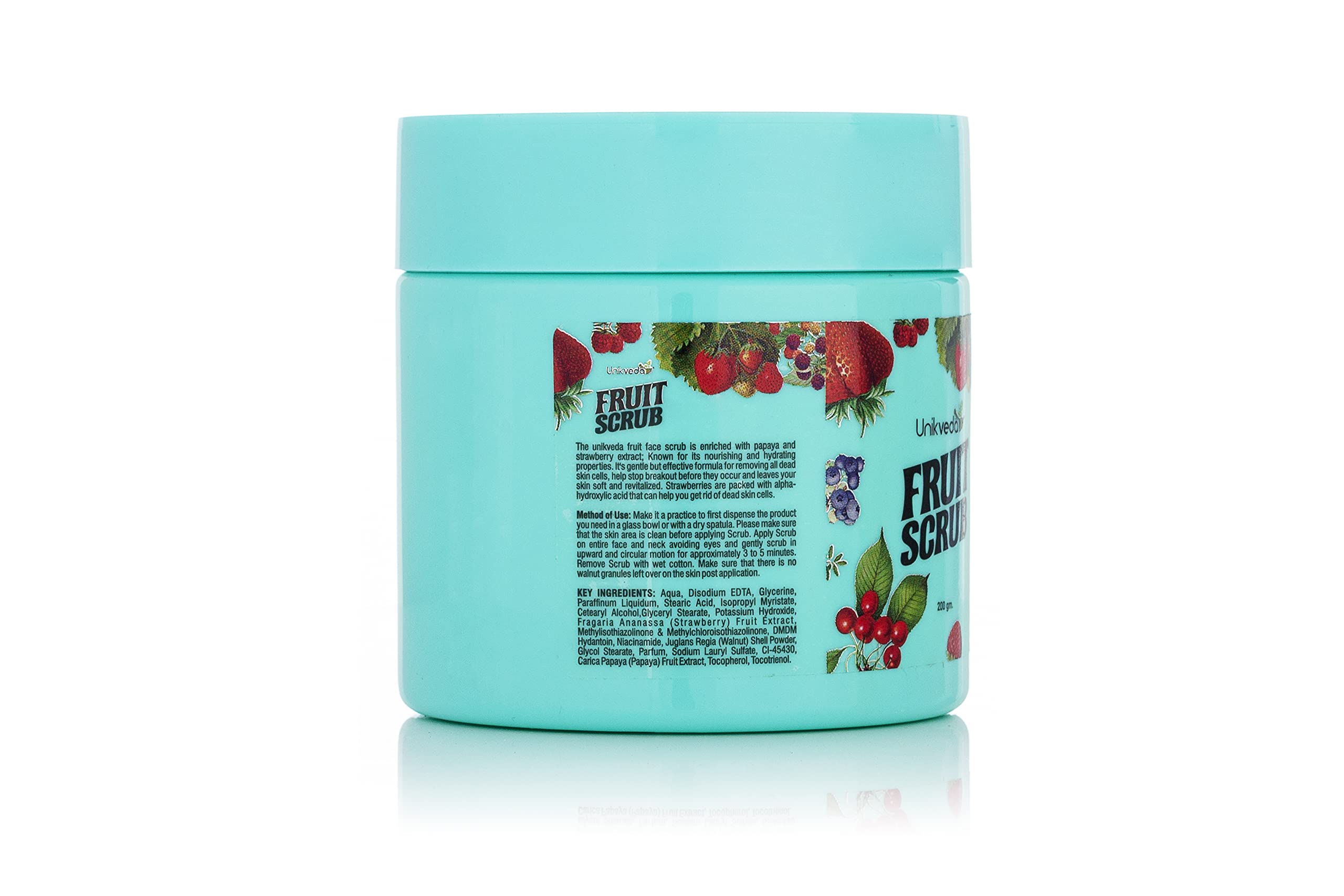 Unikveda Natural Fruit Face Scrub for Men & Women - 200g Exfoliating Cleanser with Organic Ingredients | Gentle Skincare for Daily Use & Acne Treatment
