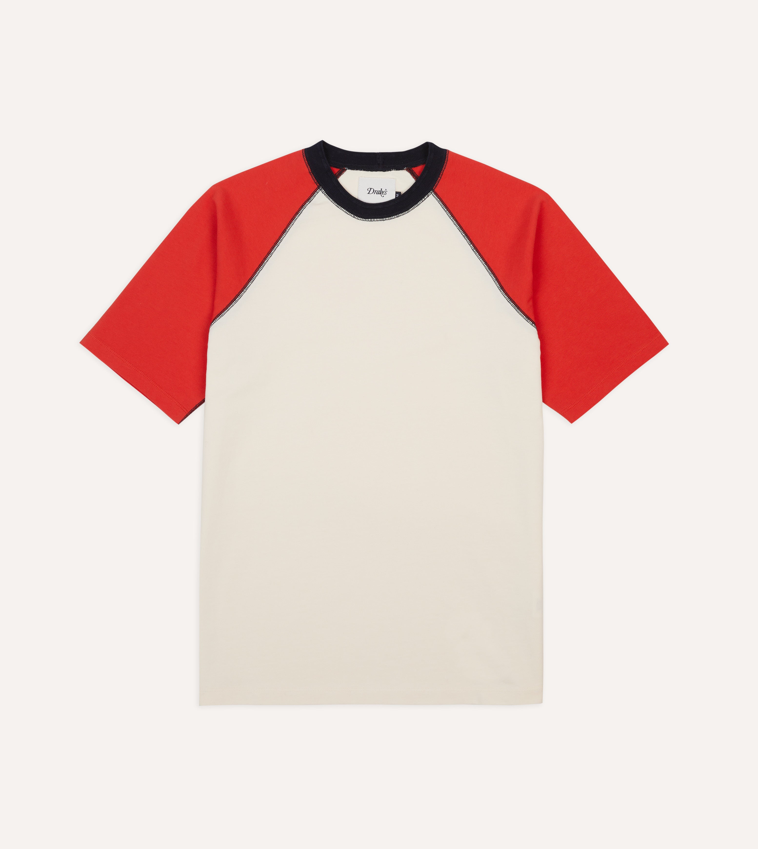 Breathable Ecru & Red Raglan Sleeve Hiking T-Shirt for Men & Women - Perfect for Outdoor Adventures, Camping & Trail Running