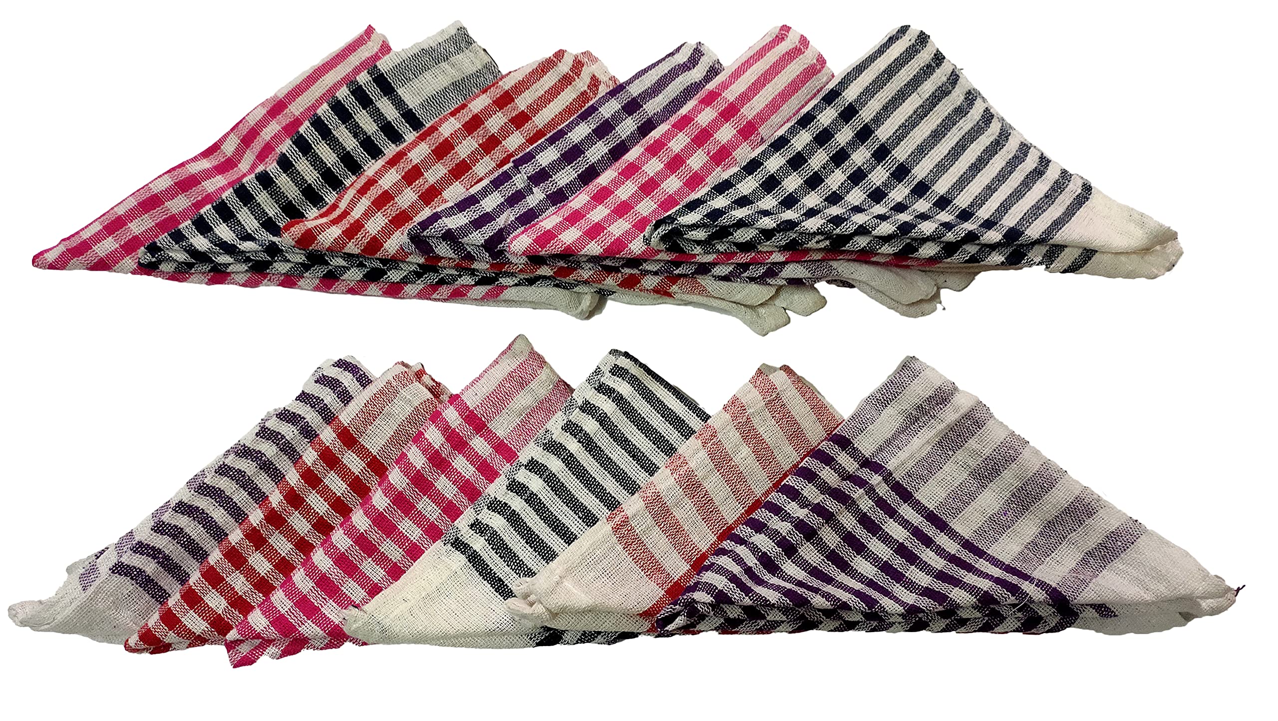 Premium Cotton Kitchen Napkins & Cleaning Cloths - 12-Pack Multipurpose Wet/Dry Wipes for Table, Counter, Dishes & Household Cleaning | Assorted Colors | Eco-Friendly Kitchen Towels for Daily Use