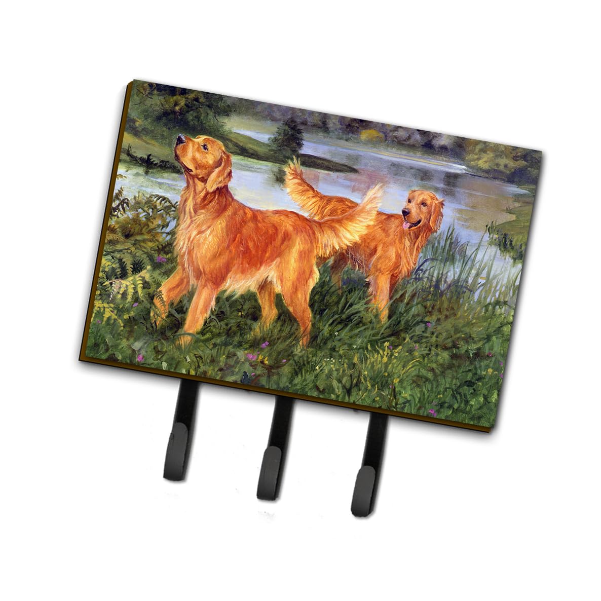 Golden Retriever Wall Hooks & Key Holder - Rustic Coat Rack for Keys, Leashes, Towels & Aprons - Perfect for Entryway, Mudroom or Kitchen Organization