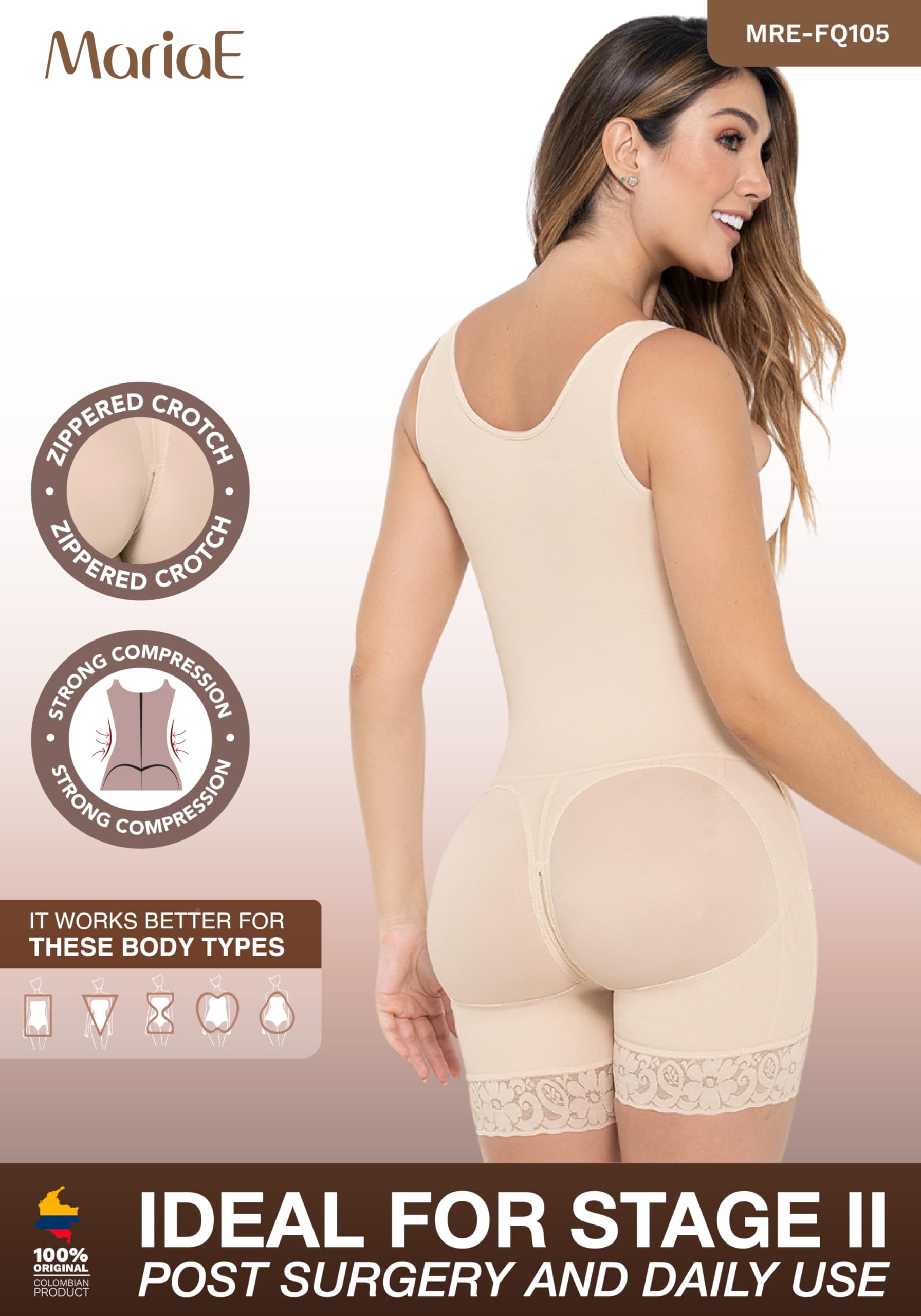 MARIAE FQ105 Post-Surgery Compression Garment for Women - Butt Lifting & Tummy Control Shapewear - Perfect for Post-Liposuction Recovery & Body Shaping