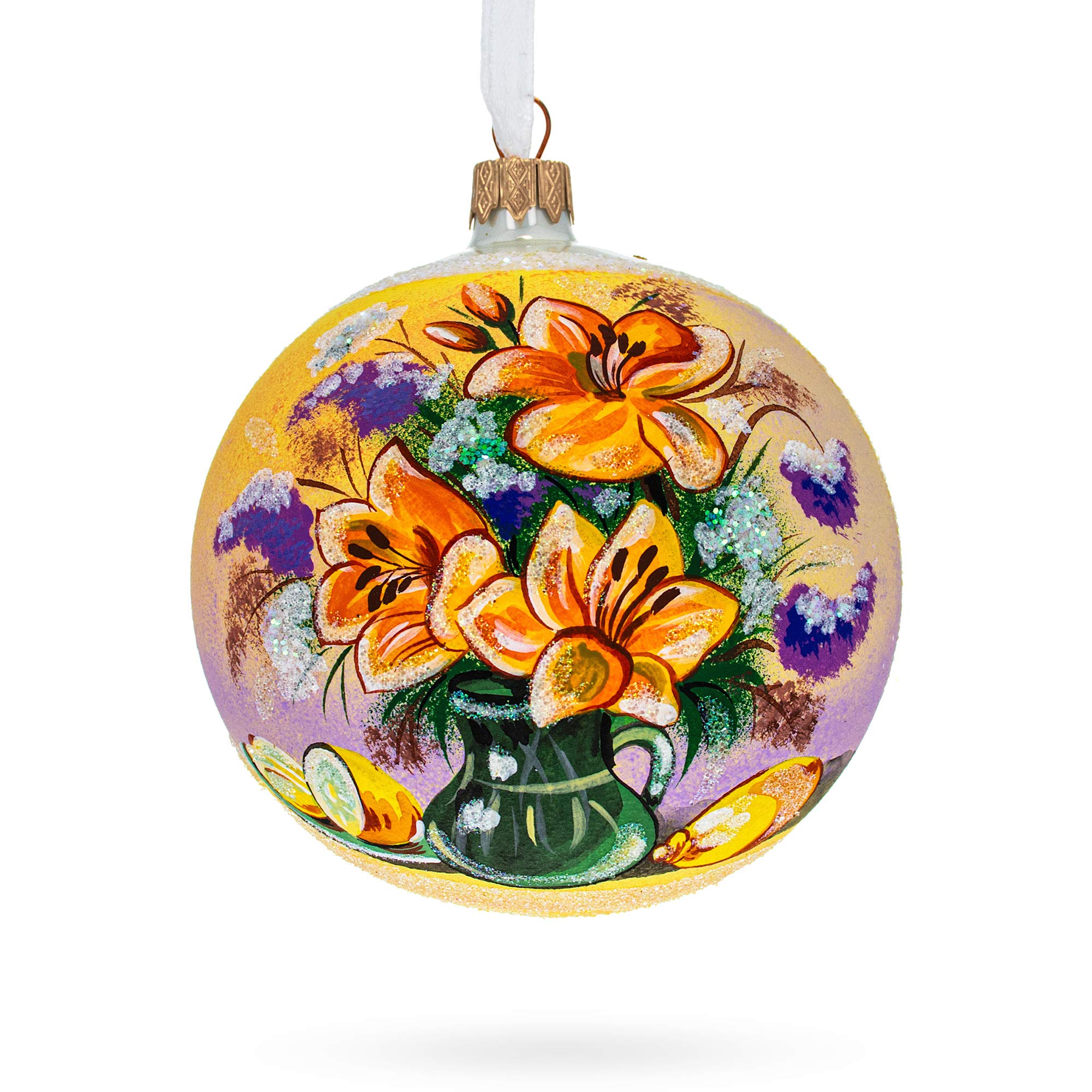 4 Inch Glass Ball Floral Vase Christmas Ornament - Elegant Holiday Home Decor for Tree, Mantel & Gift Giving