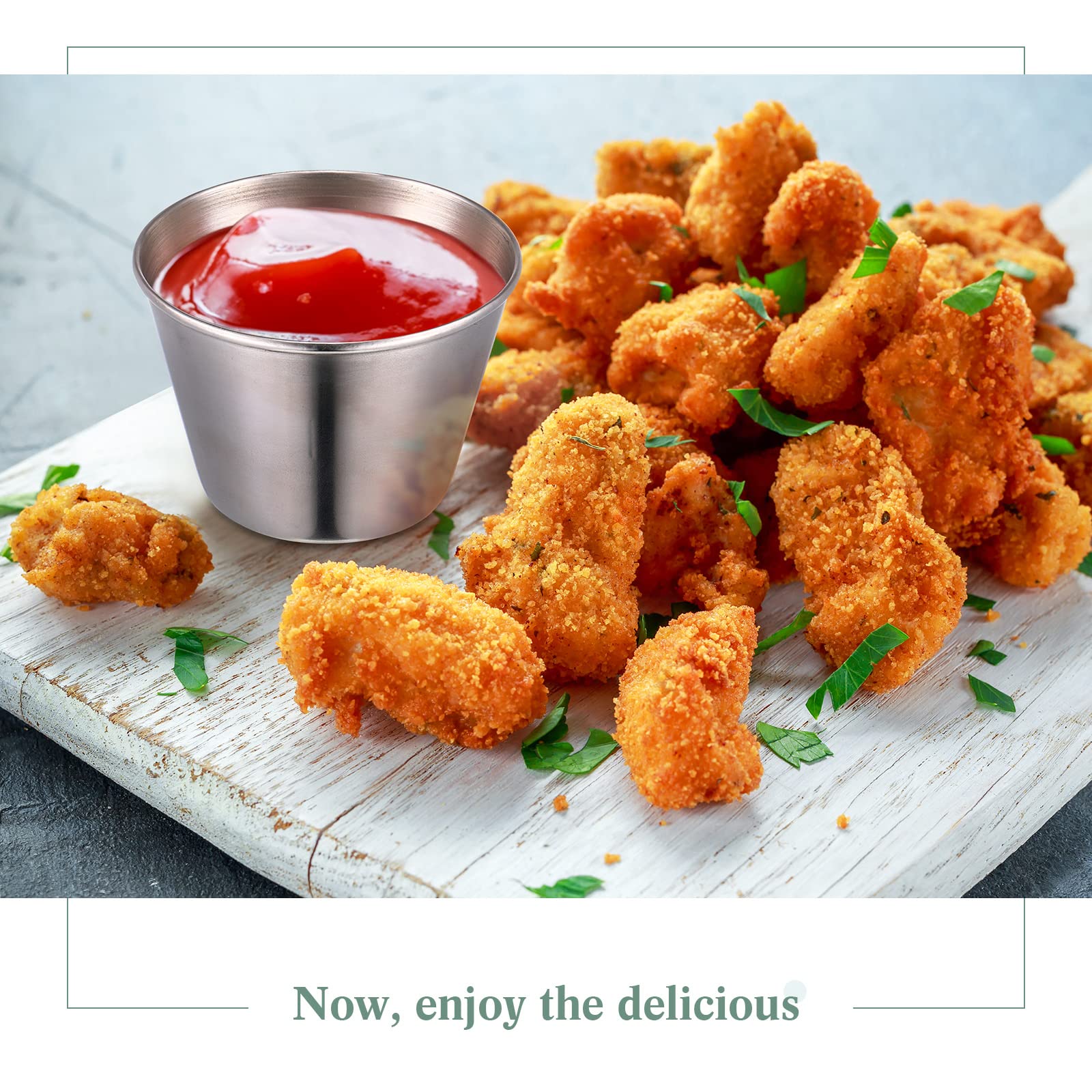 48 Pack 2.5 oz Stainless Steel Ramekins - Small Metal Sauce Cups for Condiments, Dipping Sauces, Butter & Ice - Perfect for Kitchen, Restaurant, Catering, Camping, BBQ & Party Serving (Round Containers for Vinegar, Dressings & Food Presentation)