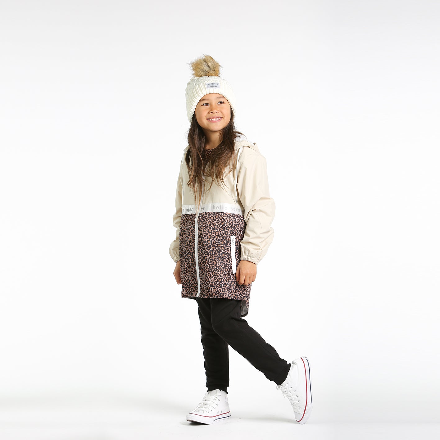 Hello Stranger Pom Pom Beanie - Soft Winter Knit Hat for Women & Men - Off White - Perfect for Cold Weather & Outdoor Activities