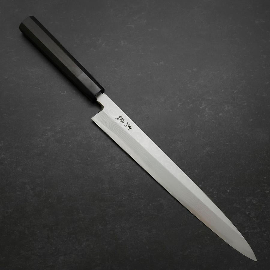 Premium Yanagiba Sushi Knife - Blue Steel #2 Suminagashi Blade with Buffalo Ebony Handle (270mm) - Perfect for Sushi Chefs & Japanese Cuisine Preparation