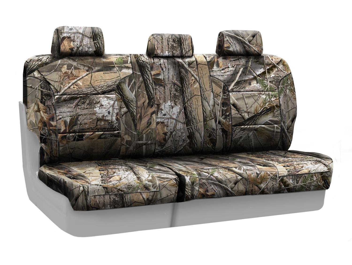 Coverking Rear Split Bench Custom Fit Seat Cover for Ford F-150 (2015-2023) - Neosupreme Fabric with Realtree AP Camo Pattern - Durable, Water-Resistant Truck Seat Protector for Off-Roading, Hunting & Outdoor Adventures
