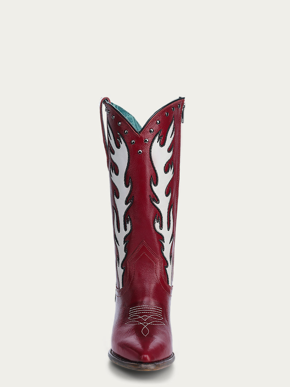 Stylish Women's Embroidered & Studded White Overlay Red Pointed Toe Cowboy Boots - Perfect for Western Fashion, Country Concerts & Rodeo Events