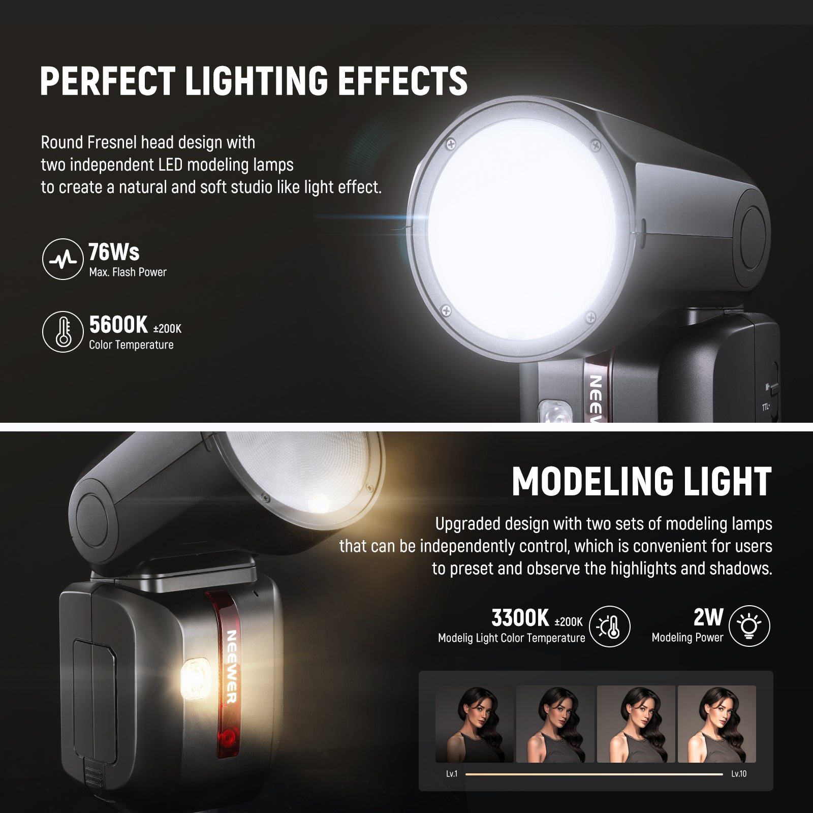 NEEWER Z2 C TTL Round Head Flash Speedlite for Canon - Professional Photography Lighting for Portraits, Weddings & Events