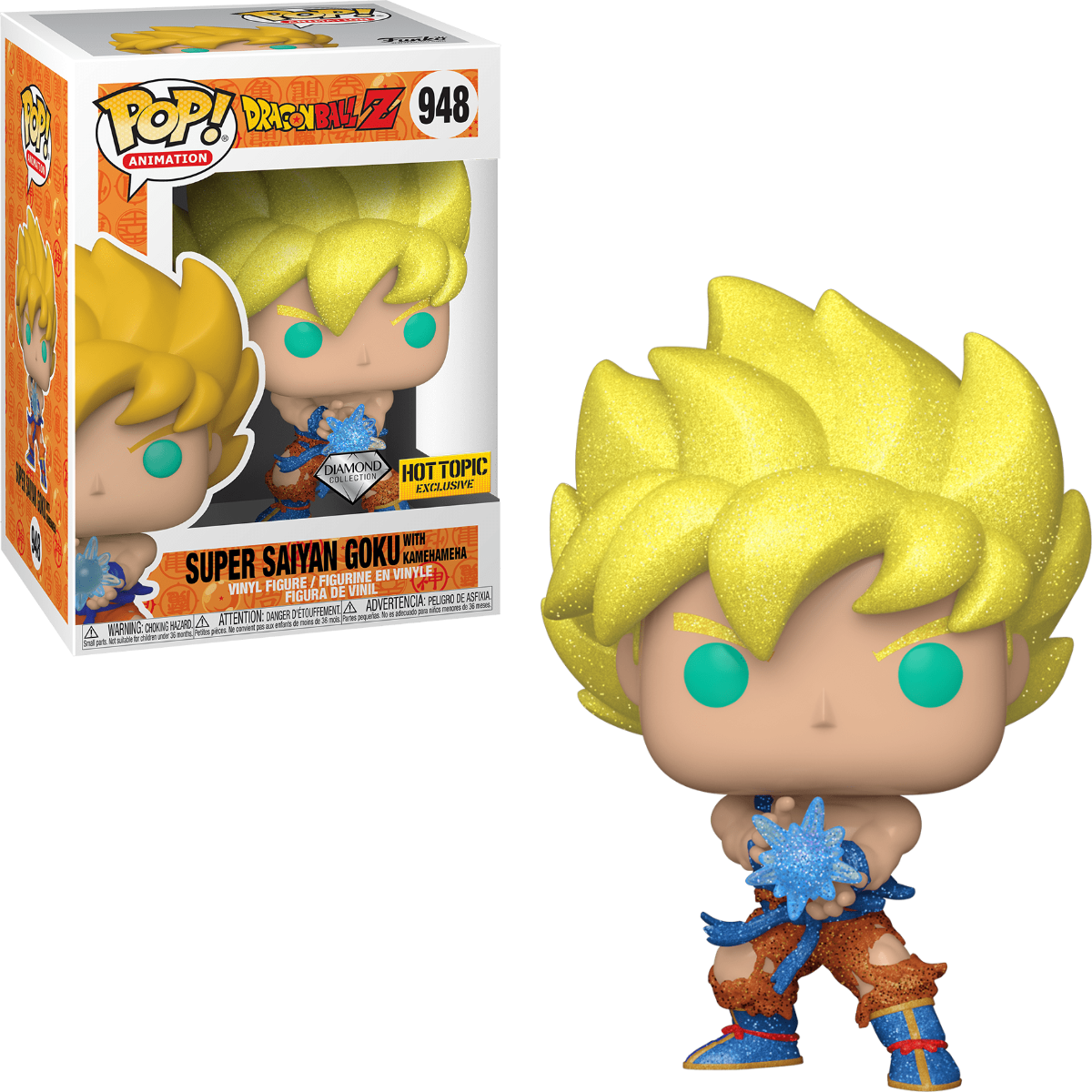 Dragon Ball Z Super Saiyan Goku Action Figure with Kamehameha Wave - Hot Toys Exclusive Diamond Collection #948 - Perfect for Anime Collectors & Dragon Ball Fans Display