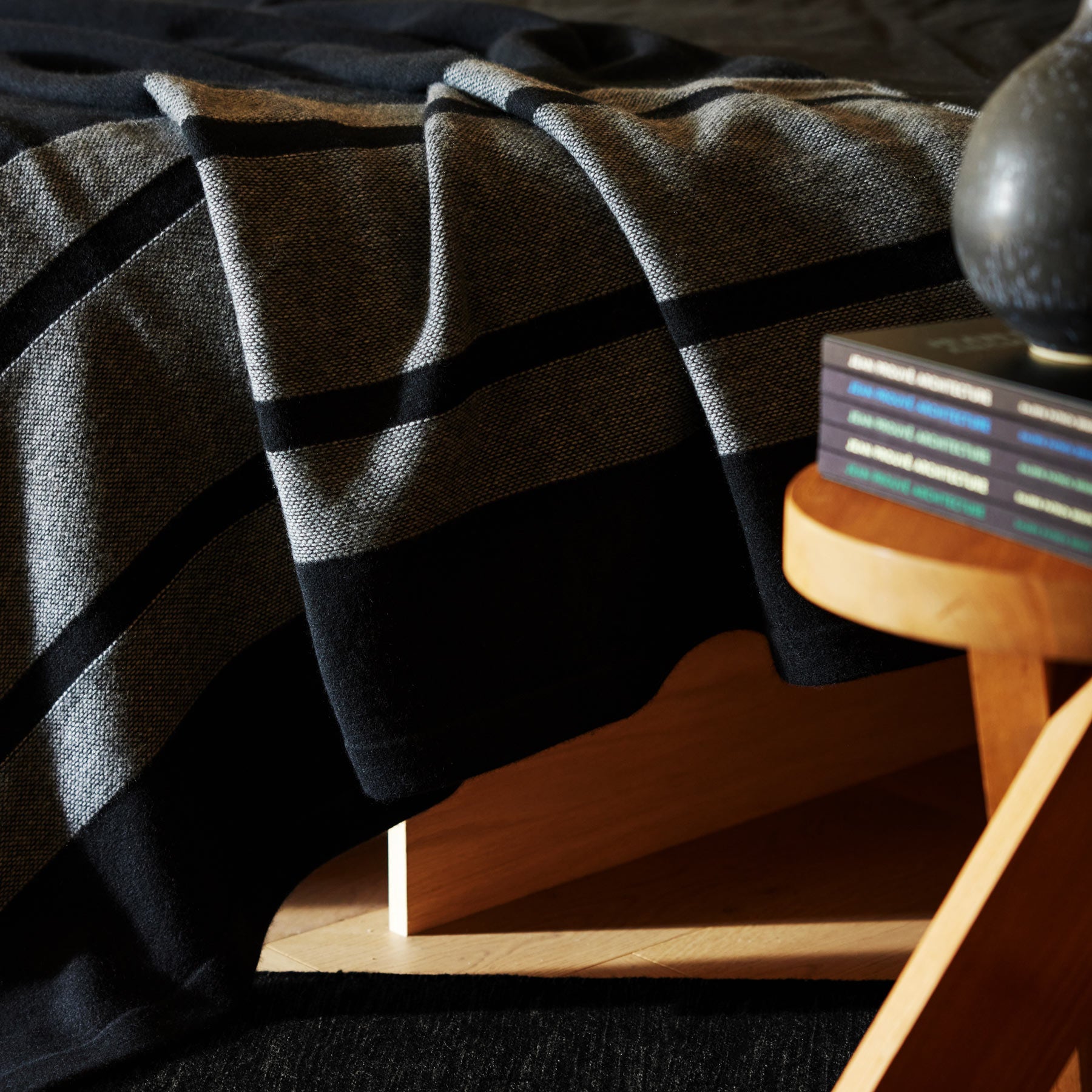 Baja Stripe Knit Blanket - Soft & Cozy Black & Heather Grey Throw Blanket for Couch, Bed, Sofa - Perfect for Home Decor, Gifts & Winter Warmth