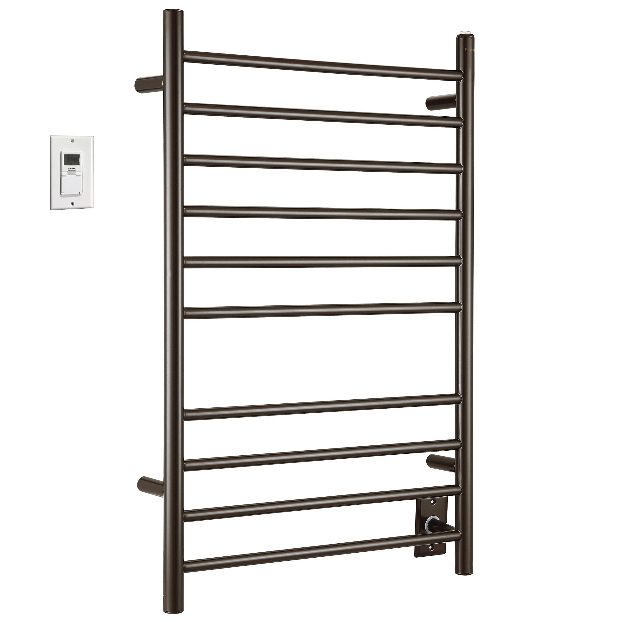 Ancona Novara Dual 10 Bar Hardwire & Plug-in Wall Mounted Towel Warmer with Timer - Oil Rubbed Bronze Finish | Perfect for Bathrooms, Spas & Luxury Home Heating