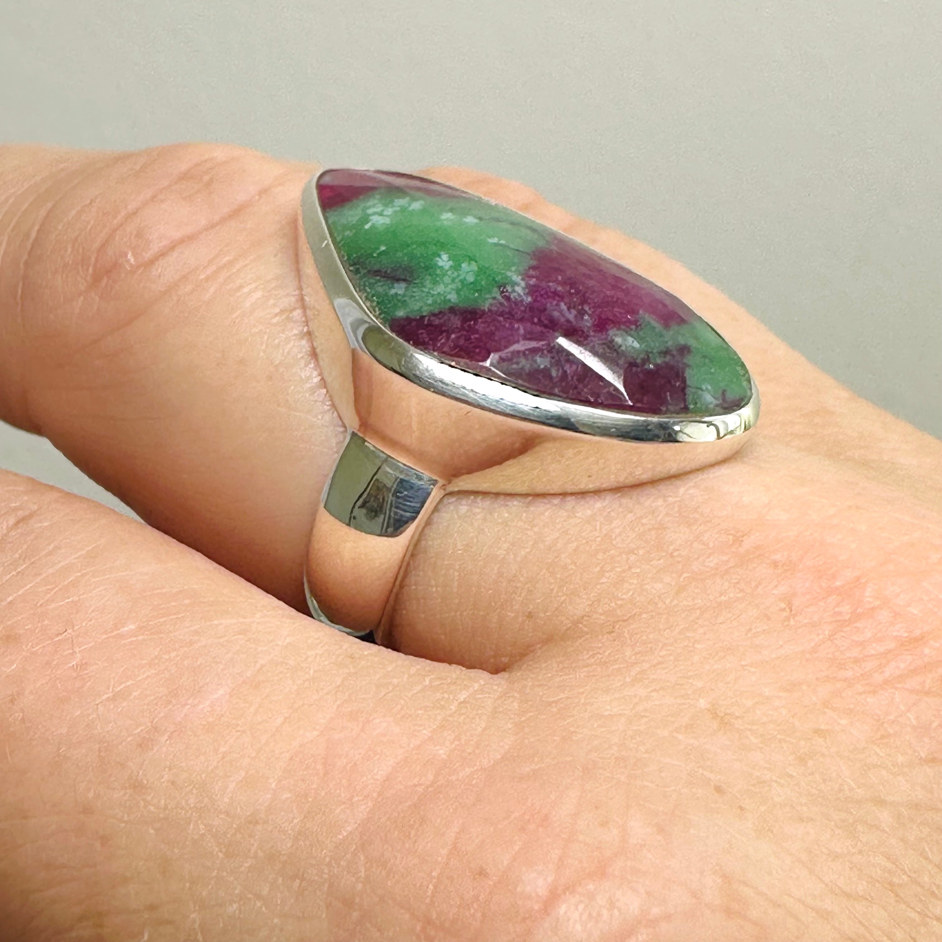 Ruby Zoisite Freeform Checkerboard Faceted Ring Size 8.5 PRGJ824 | Handmade Gemstone Jewelry for Women | Perfect for Spiritual Healing, Meditation & Boho Fashion
