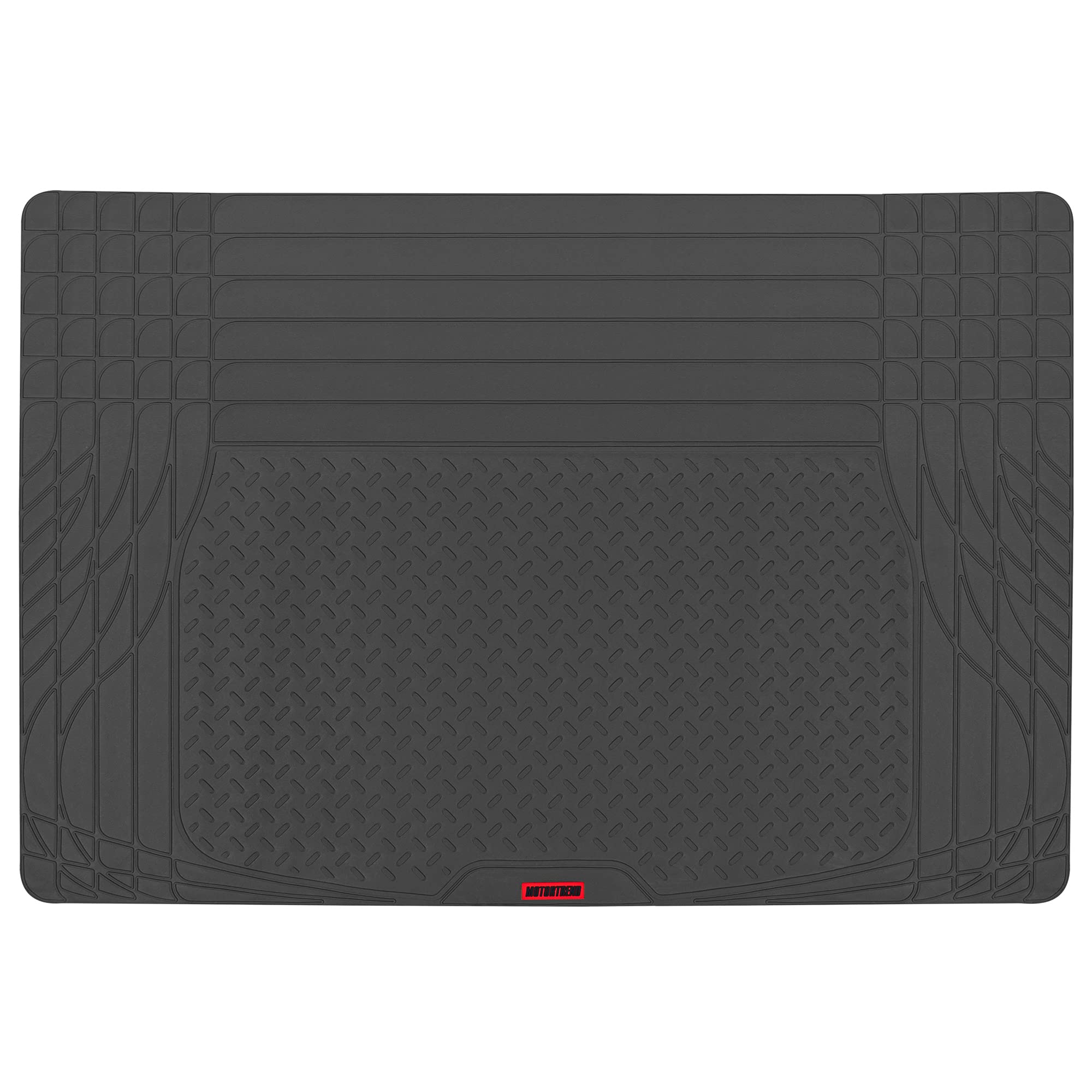 Motor Trend FlexTough Black All-Weather Floor Mats Set - Heavy Duty Rubber Car Mats for SUV, Van & Sedan with Cargo Liner | Front & Rear Seat Protection | Perfect for Winter Snow, Mud & Spills