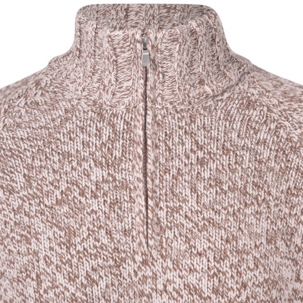 GRAN SASSO Super Geelong Mock Zip Sweater - Natural Color Wool Blend Pullover for Men | Casual Winter Wear & Office Outfits
