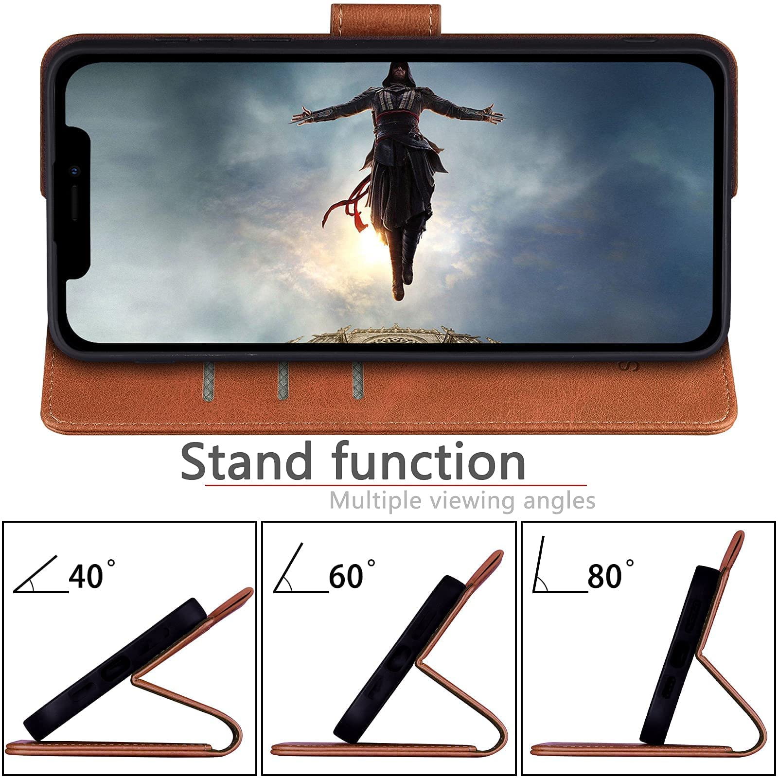 iPhone 13 Wallet Case with RFID Blocking - PU Leather Flip Cover for Credit Cards | Shockproof Protection for Daily Use