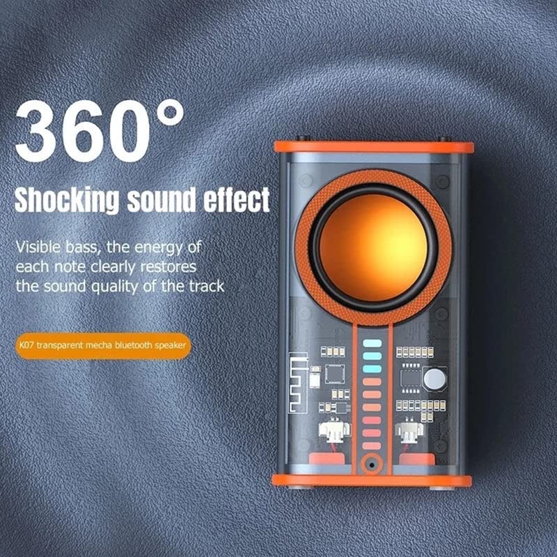 2023 Tokyo Transparent Mecha Wireless Bluetooth Speaker with LED Lights & Stereo Sound - Portable Waterproof Mini Speaker for Home, Office, Party, Travel, Beach & Outdoor Adventures