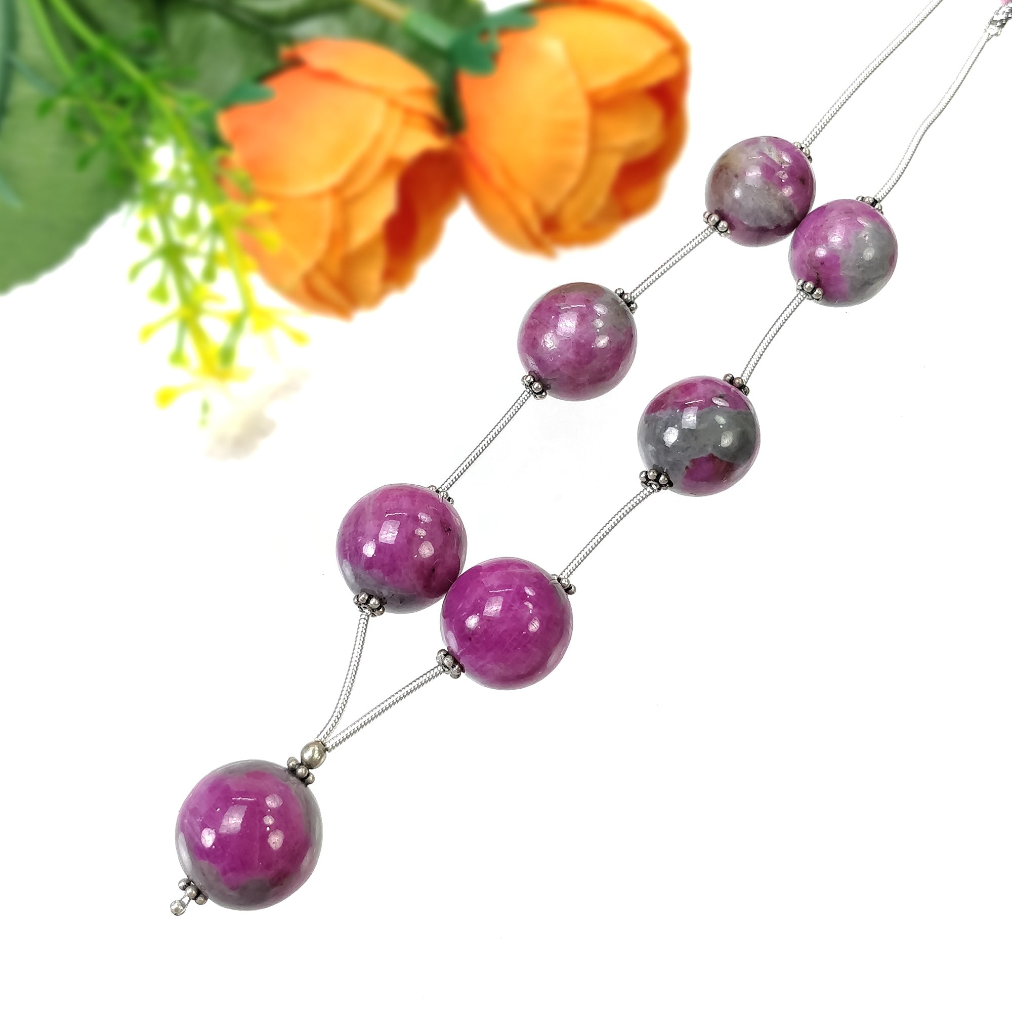 Natural Untreated Unheated Bi-Color Zoisite Ruby Loose Beads - 174.30cts, 12.5mm & 15mm - Premium Gemstone for Jewelry Making, DIY Crafts, and Healing Crystals