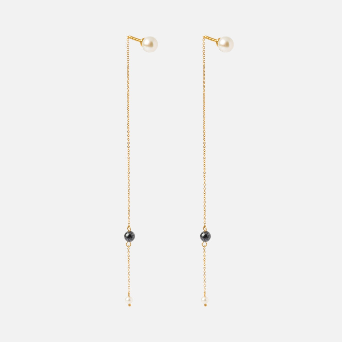 Solid Gold Freshwater Pearl Threader Earrings for Women - Dainty Elegant Jewelry Gift for Bridal, Wedding & Everyday Wear