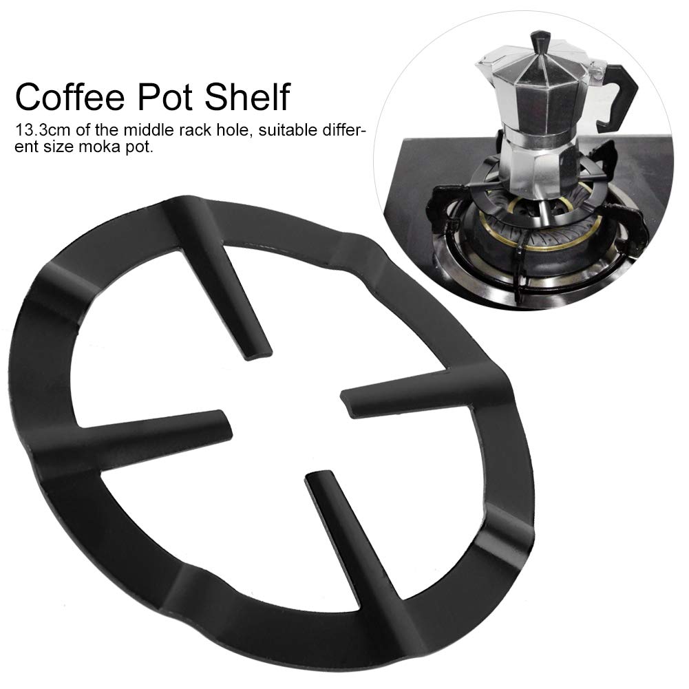 Stainless Steel Black Coffee Pot Shelf - Round Stove Support Rack for Kitchen Cookware | 13.3cm Middle Hole | Durable Household Coffee Maker Stand for Stovetop Use | Perfect for Brewing, Serving & Storing Coffee Pots