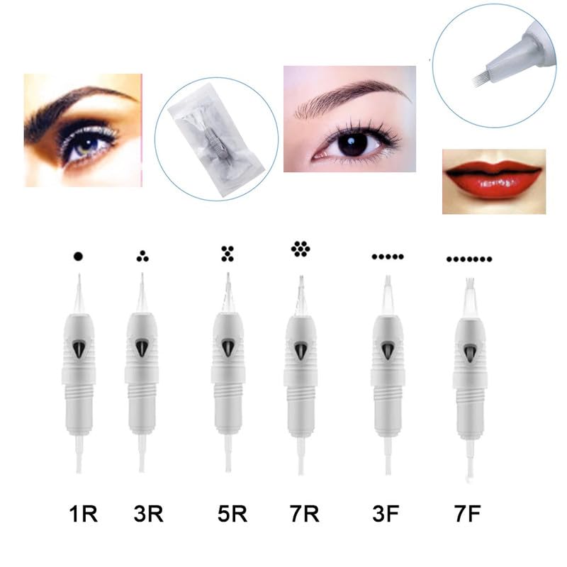5Pcs 3R Tattoo Cartridge Needles - Professional Disposable PMU Needles for Eyebrows & Lips (8mm Diameter) - Ideal for Permanent Makeup, Microblading & Cosmetic Tattooing