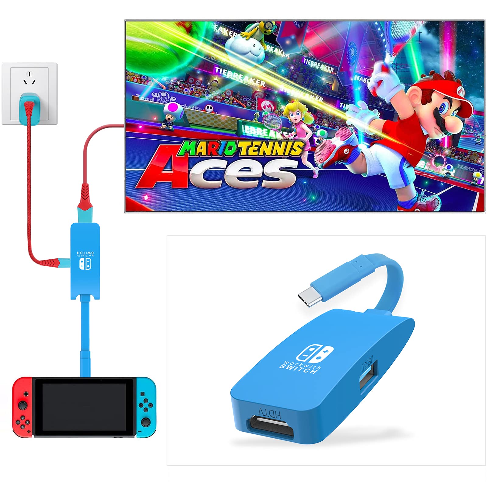 GOPALA 4K@60Hz Portable Nintendo Switch Dock - Compatible with Nintendo Switch/OLED & Steam Deck, Supports Samsung DEX - Compact Docking Station for TV Gaming & Travel Use