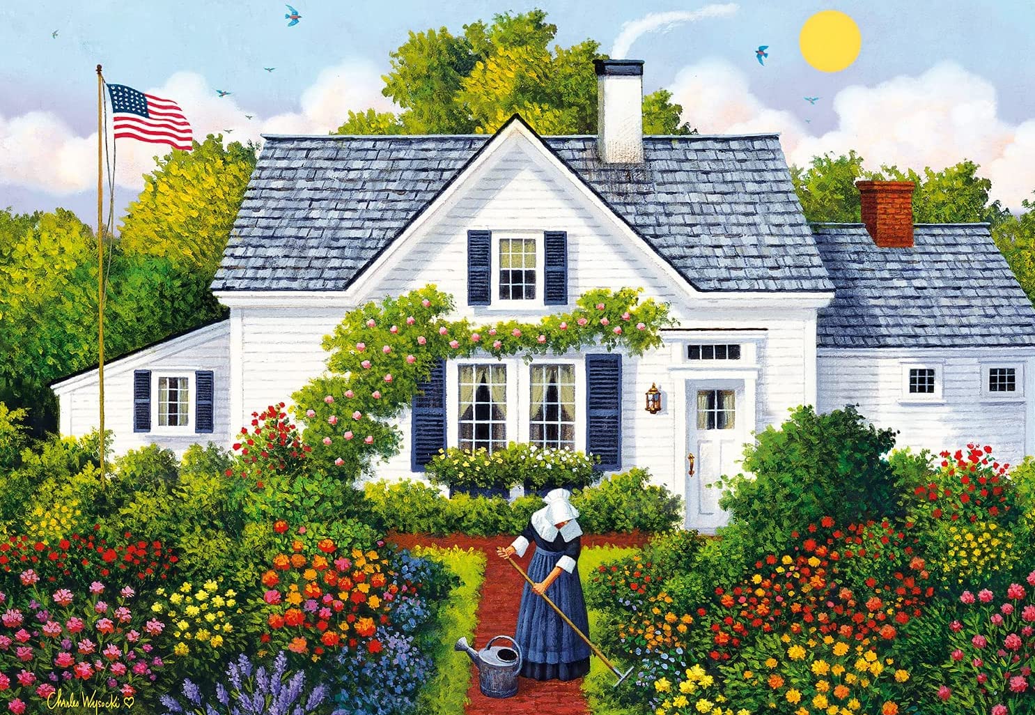 1000-Piece Large Jigsaw Puzzle - Charles Wysocki's Elizabeth's Garden - Colorful Educational Puzzle for Adults & Family Game Night - Perfect Gift & Home Decor for Puzzle Lovers (Living Room, Office, Classroom)