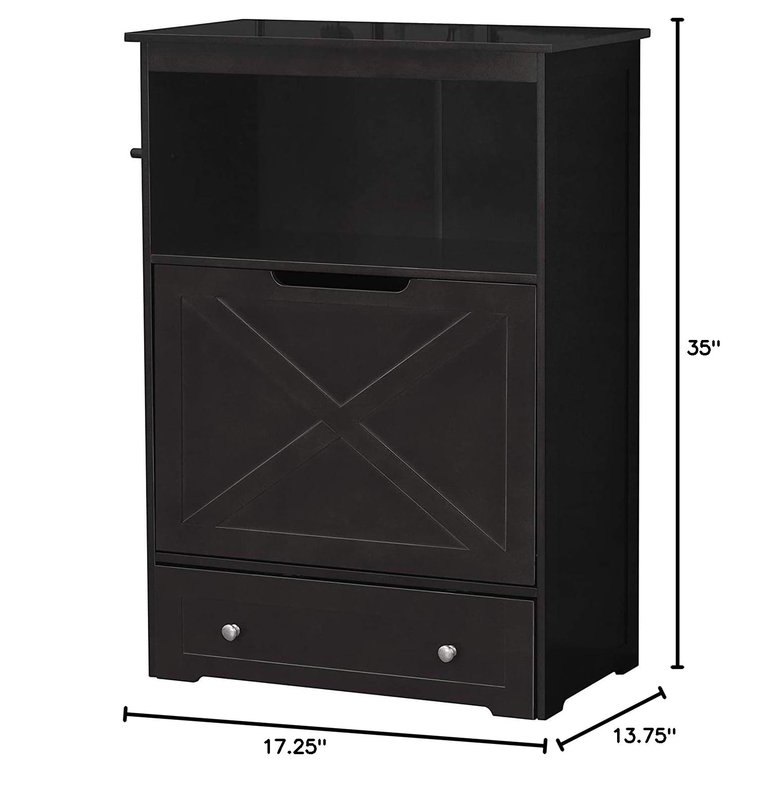 Zoovilla Windsor Elevated Dog Bowl Stand with Storage - Adjustable Pet Feeder Station for Large Dogs, Black, 13.78