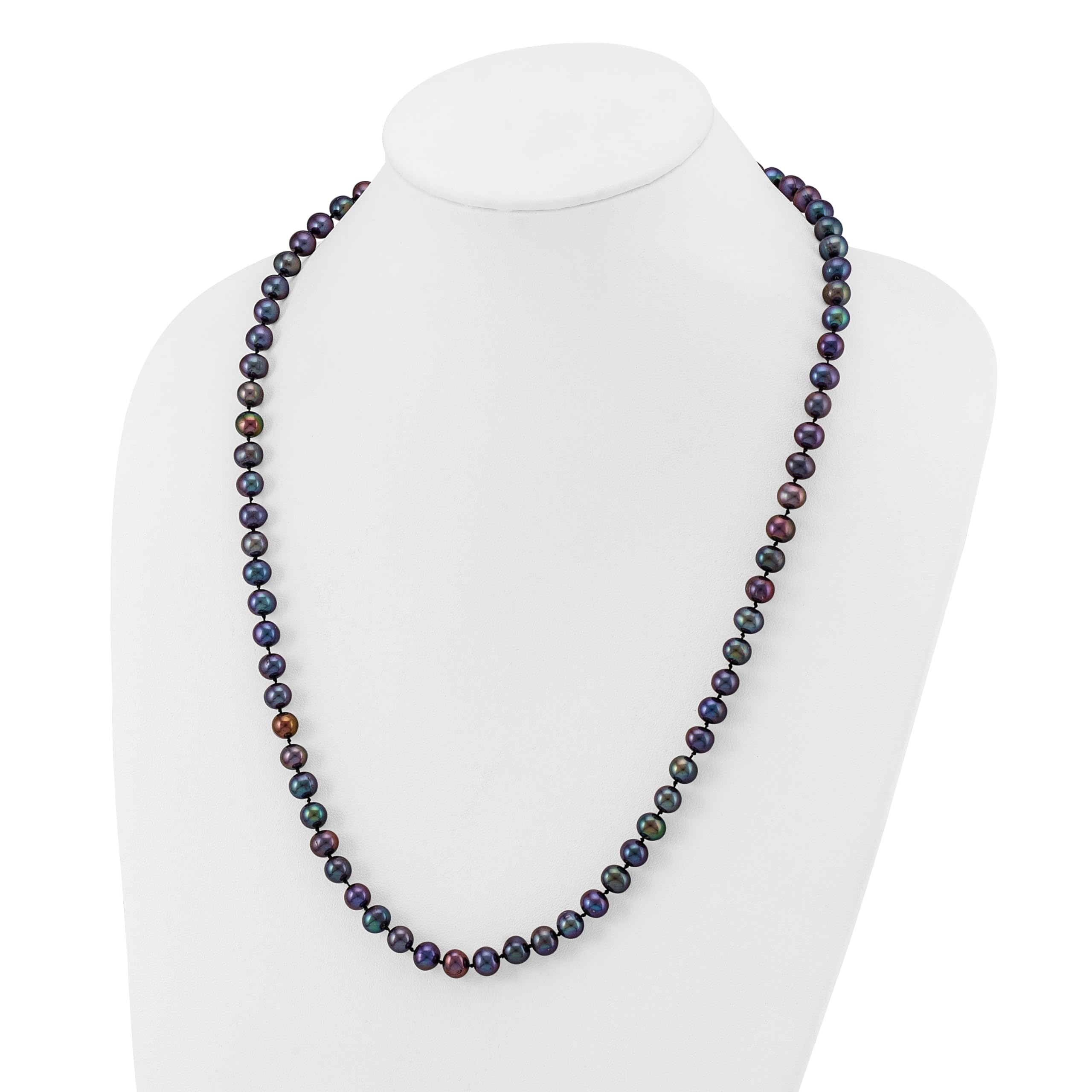 14K Gold 7-8mm Black Freshwater Cultured Pearl Necklace - Elegant Jewelry Gift for Women, Perfect for Weddings, Parties & Special Occasions