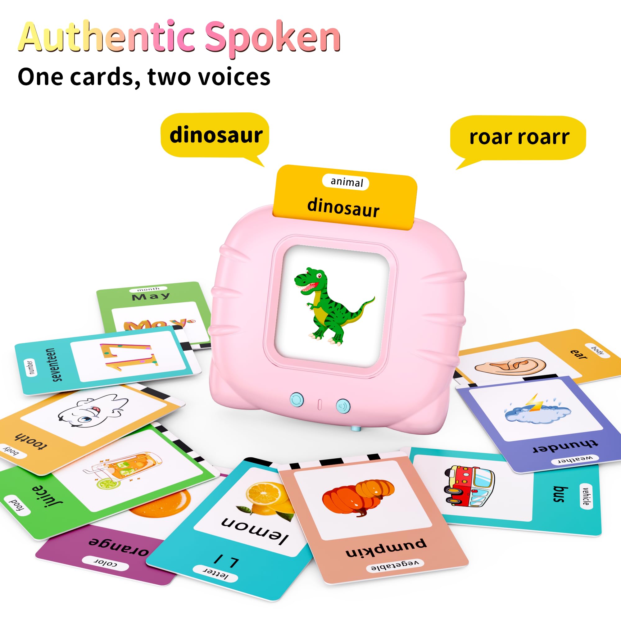 ABC Talking Flash Cards 252 Sight Words - Montessori Learning Toys for Toddlers Ages 2-6 | Preschool Educational Toys for Boys & Girls | Perfect Birthday Gift & Classroom Teaching Aid (Pink) - Enhance Early Reading Skills at Home or School
