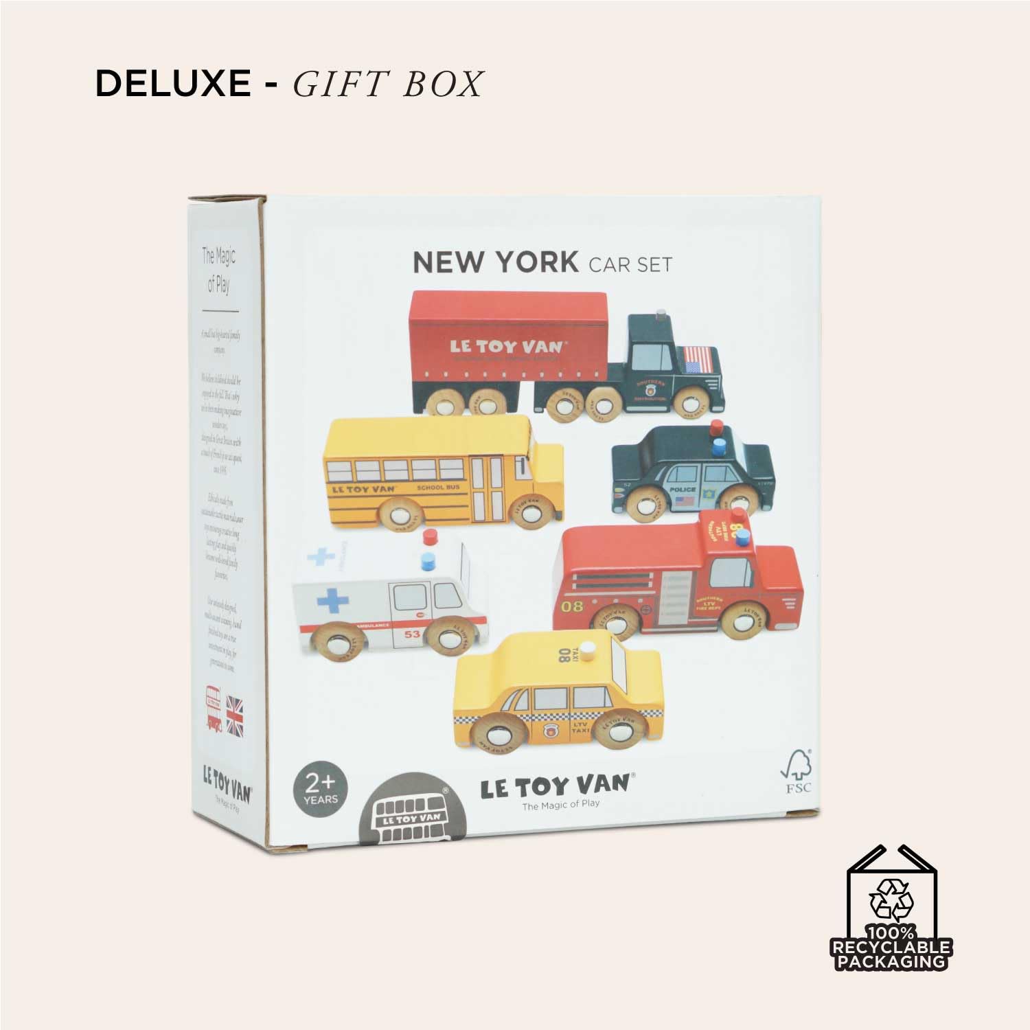 Le Toy Van New York Car Set - Premium Wooden Toy Cars for Kids Ages 3+ | Educational Wooden Vehicles for Toddlers, Pretend Play & City Adventure Scenes