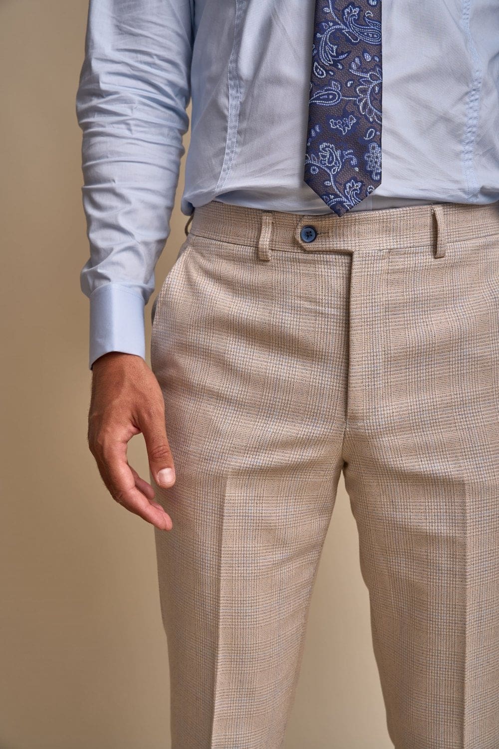 Cavani Caridi Men's Slim Fit Beige Dress Pants for Business Casual & Office Wear | Comfortable & Stylish Trousers