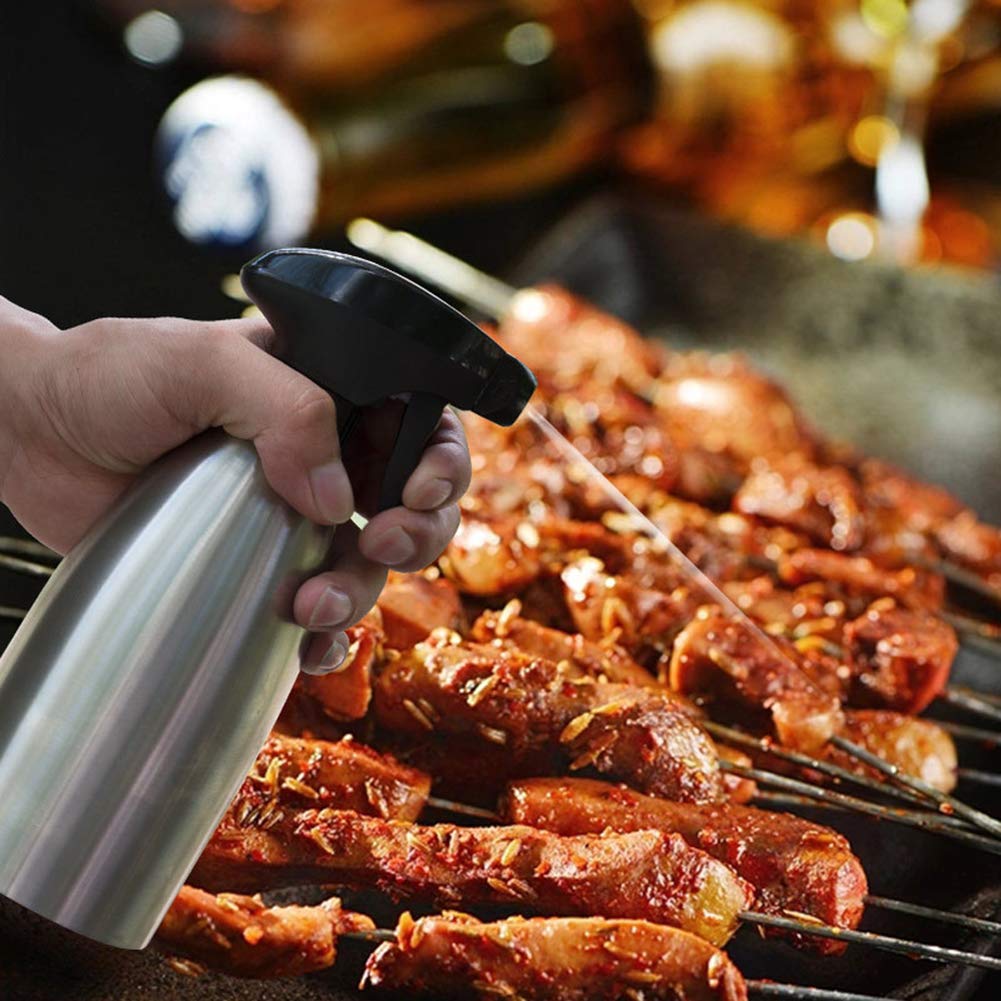 BOLLAER 500ML Stainless Steel BBQ Oil Spray Bottle - Food Grade Cooking Oil Sprayer for Grilling, Baking, Roasting & Frying | Perfect for Outdoor BBQ, Kitchen, Camping & Restaurant Use